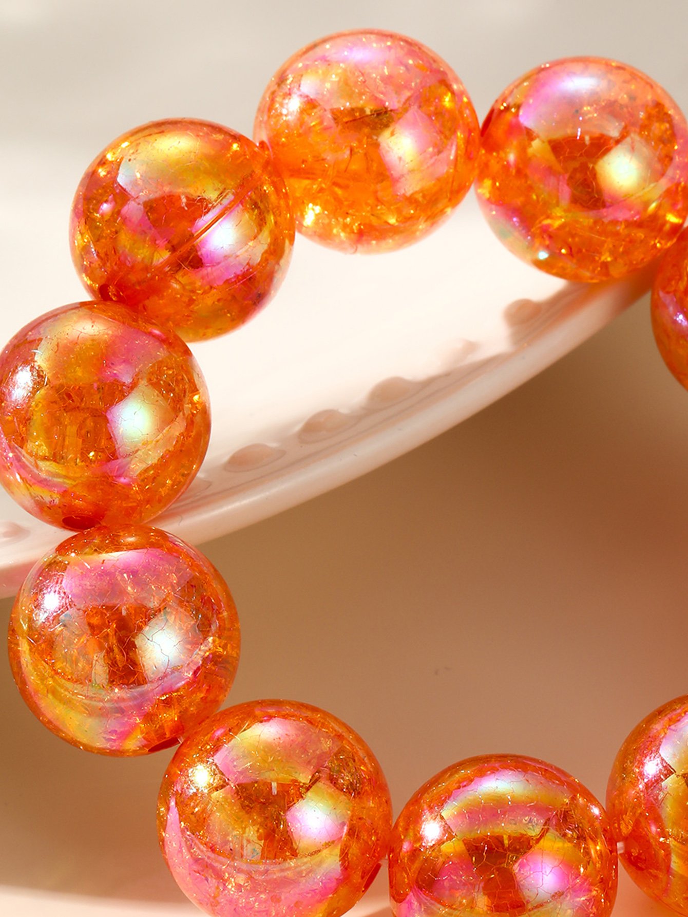 Orange Iridescent Beaded Bracelet for Casual Wear