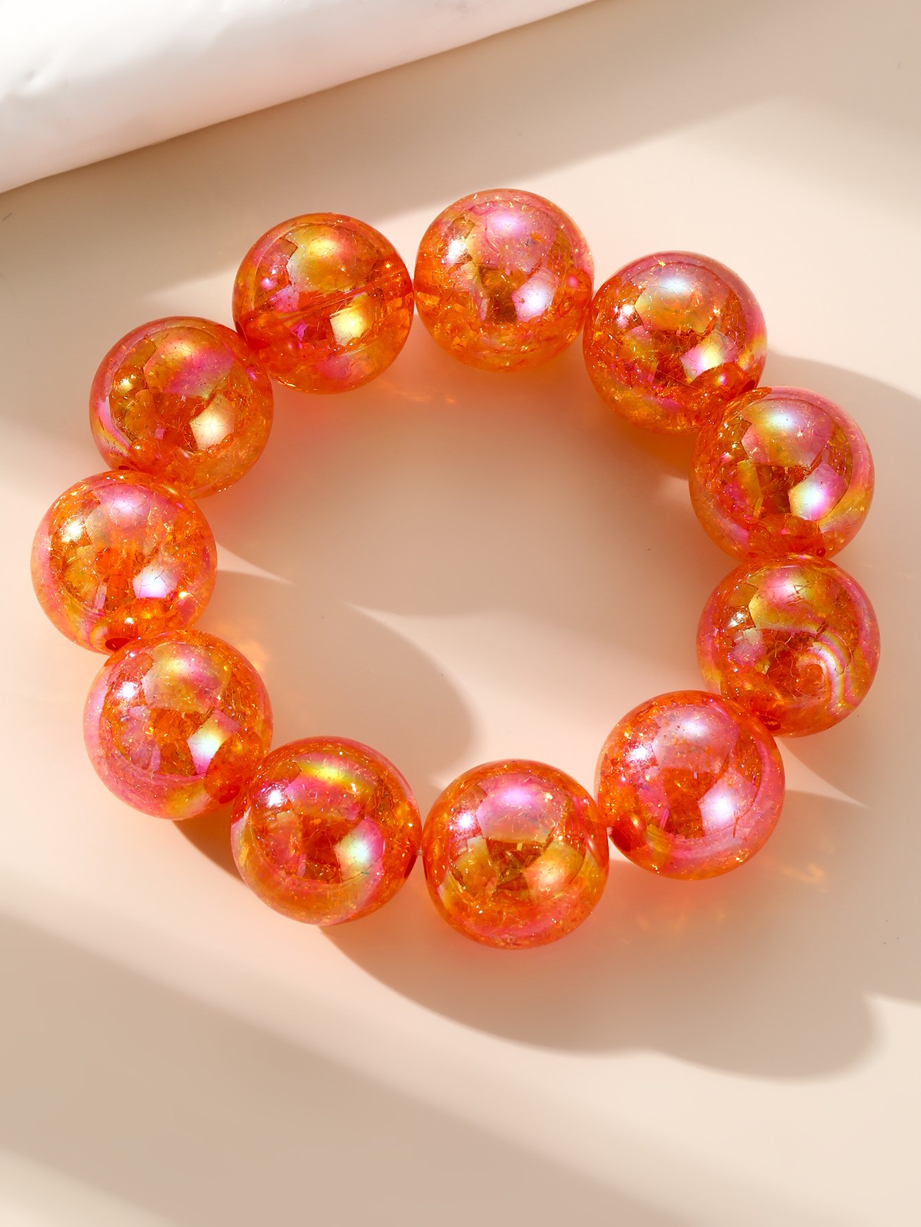 Orange Iridescent Beaded Bracelet for Casual Wear
