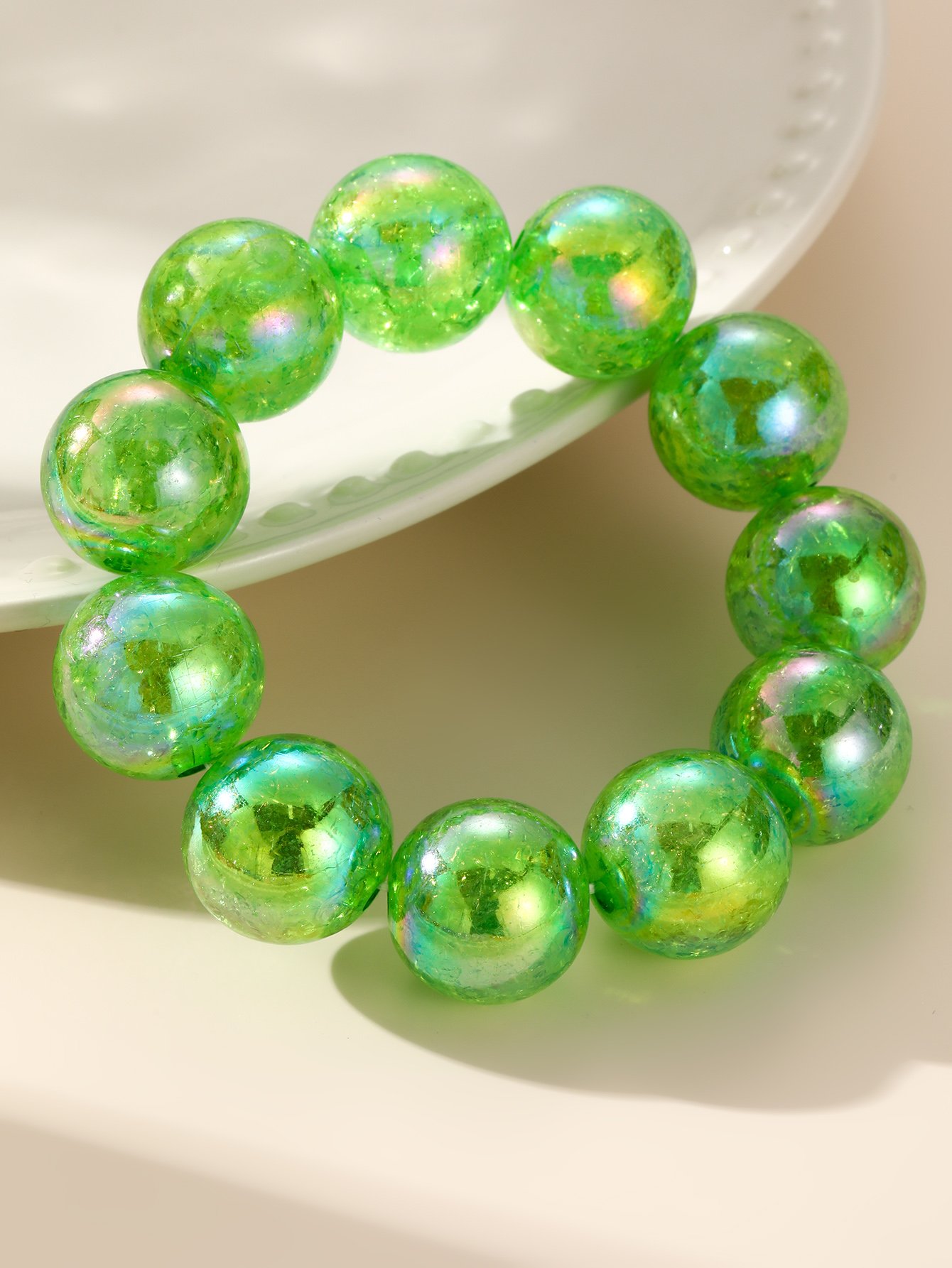 Green Beaded Bracelet for Casual Wear