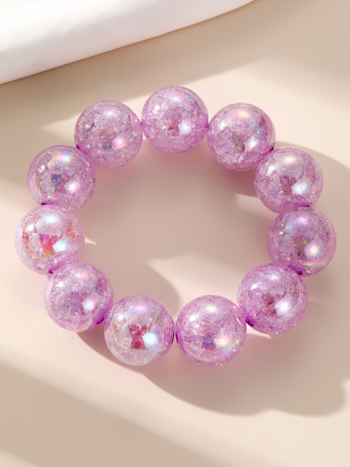 Purple Cracked Glass Beaded Bracelet for Women