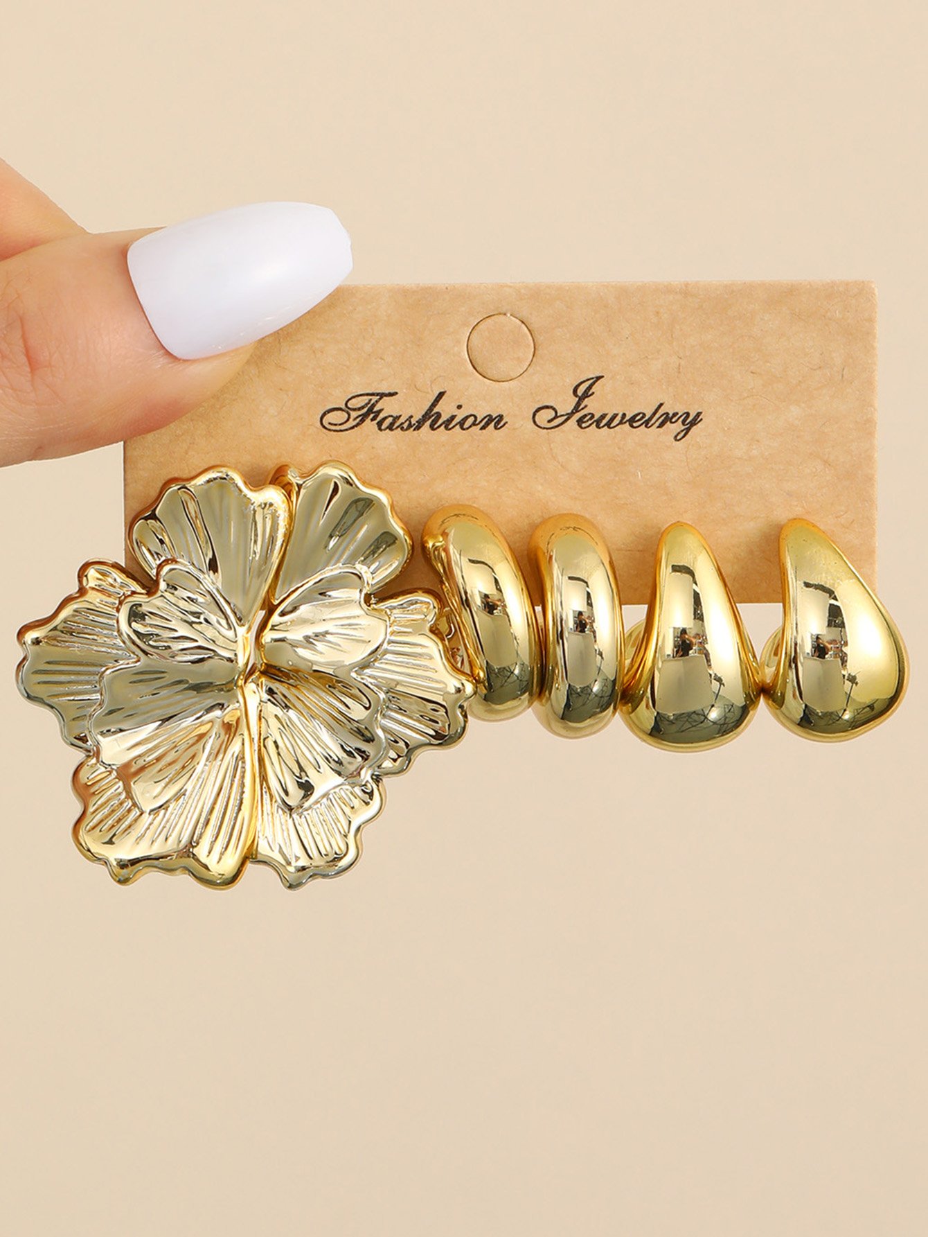 3Pairs solid irregular earring set