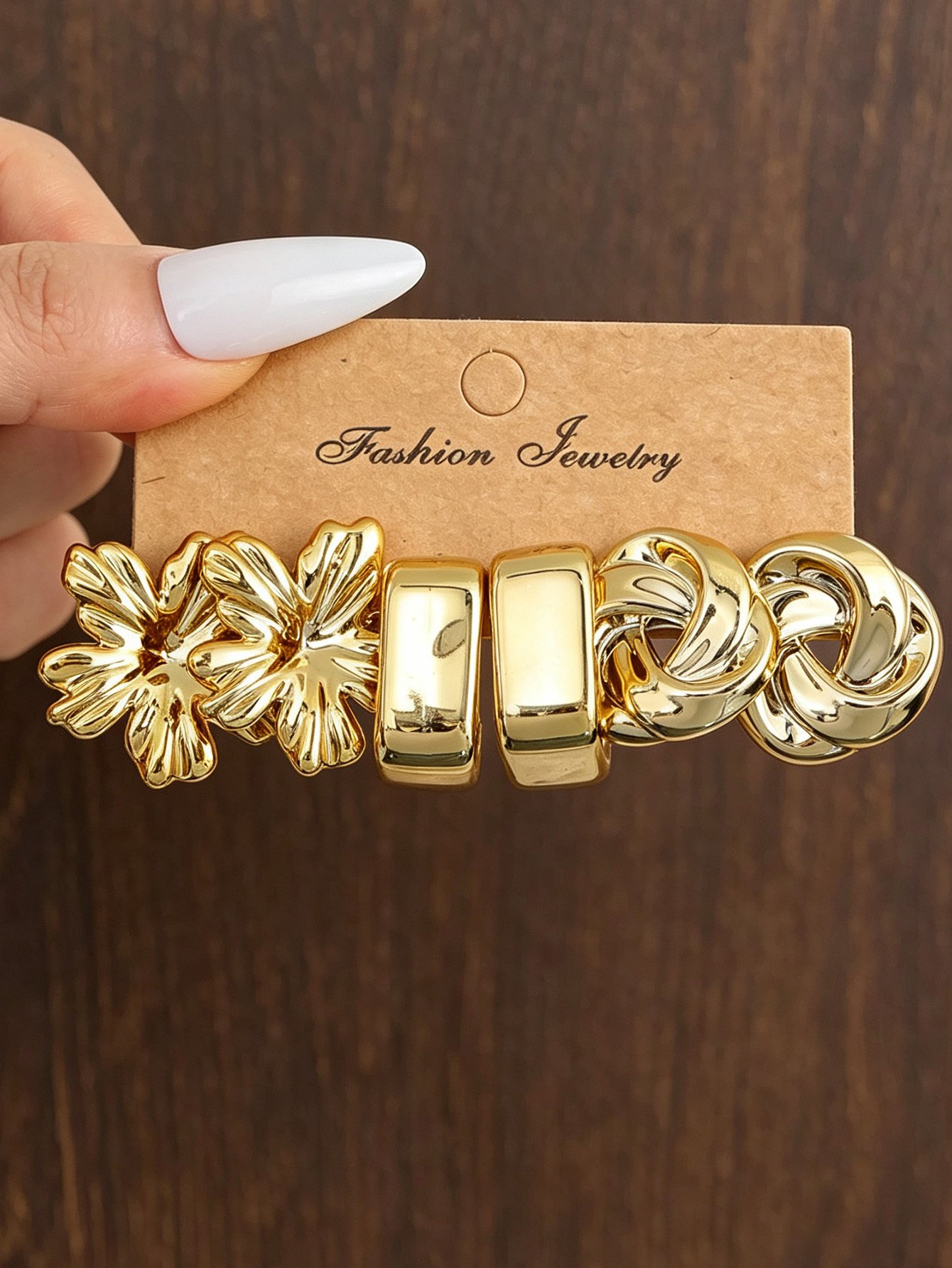 3Pairs solid flower earring set