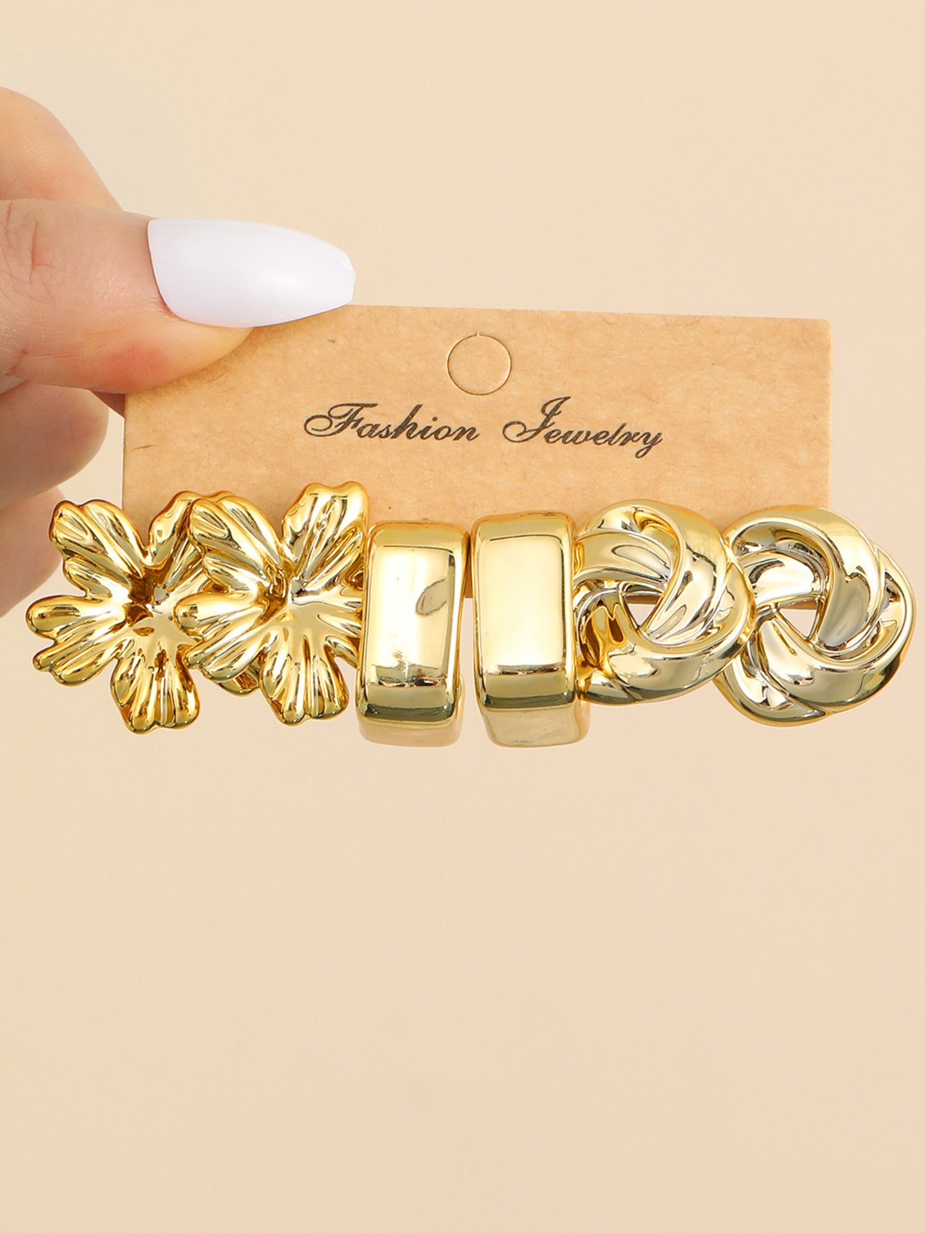 3Pairs solid flower earring set