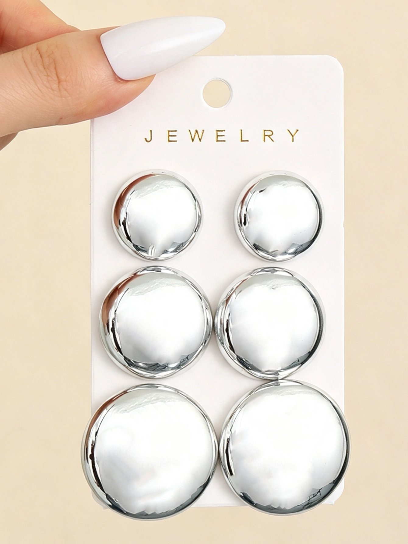 3Pairs solid circular earring set