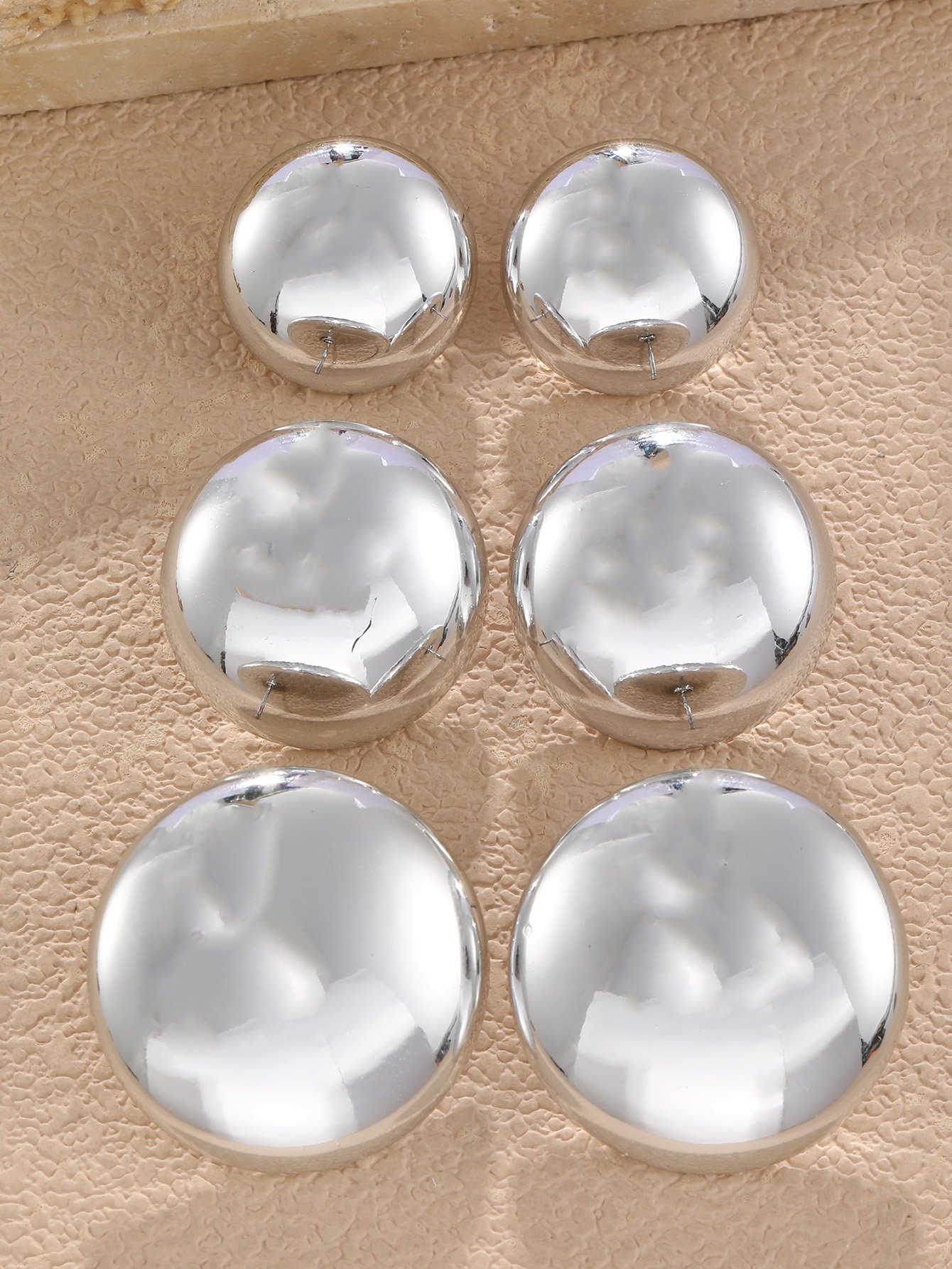 3Pairs solid circular earring set