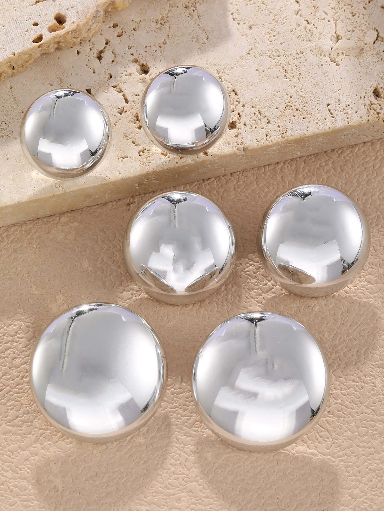 3Pairs solid circular earring set