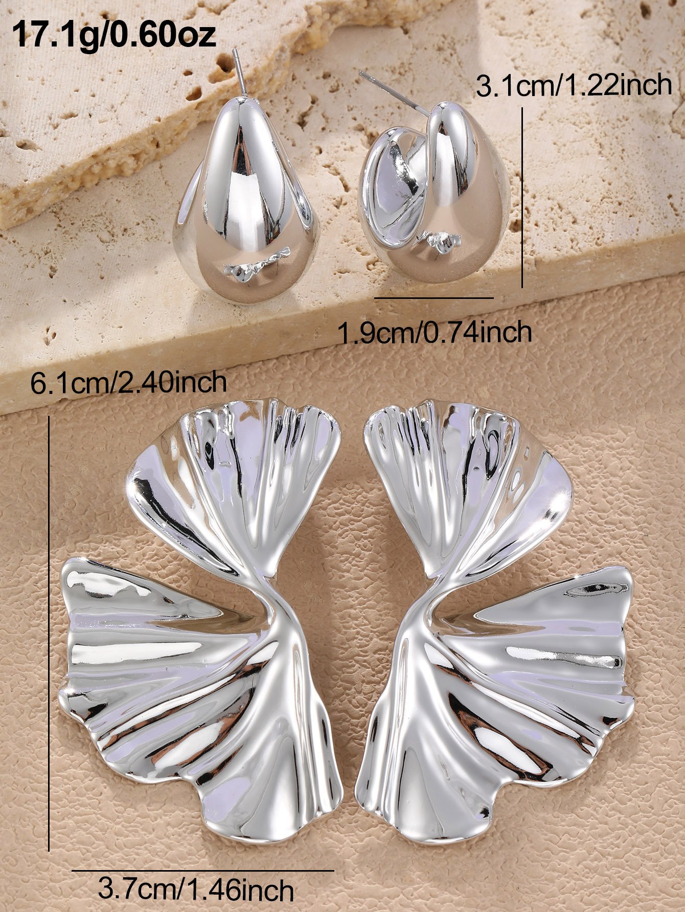 2Pairs solid ‌ earring set