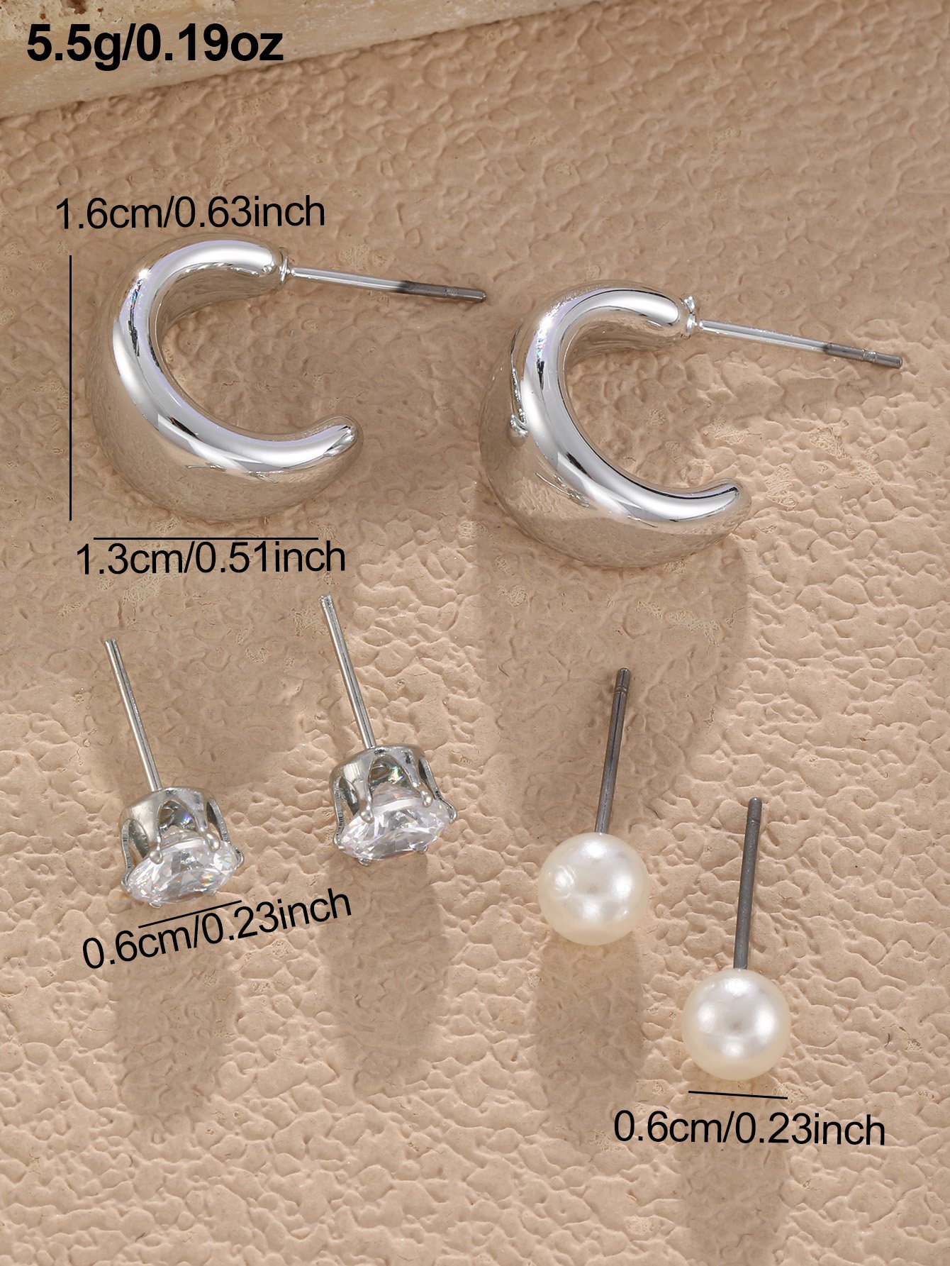 3Pairs solid lovely earring set
