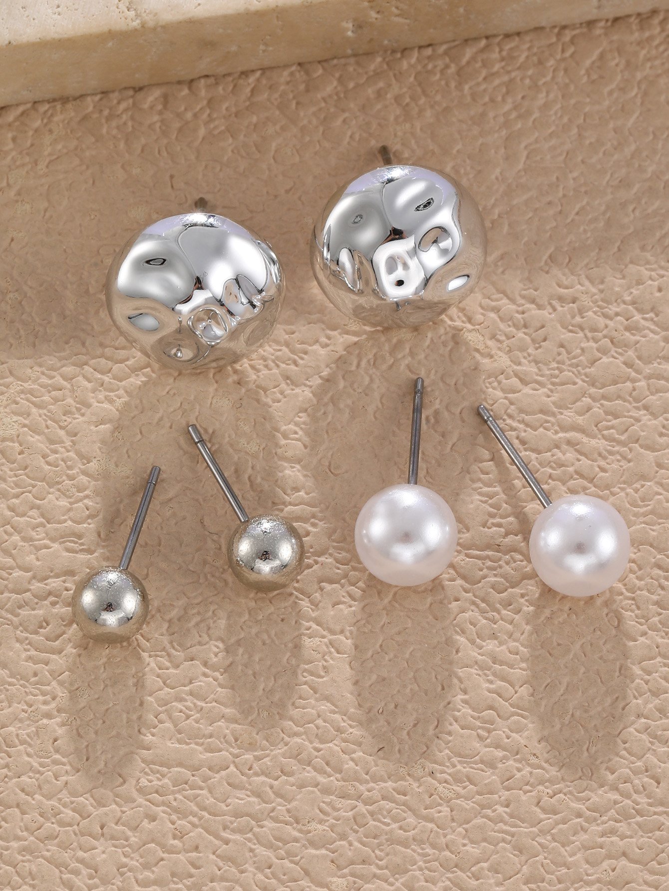 3Pairs solid irregular earring set