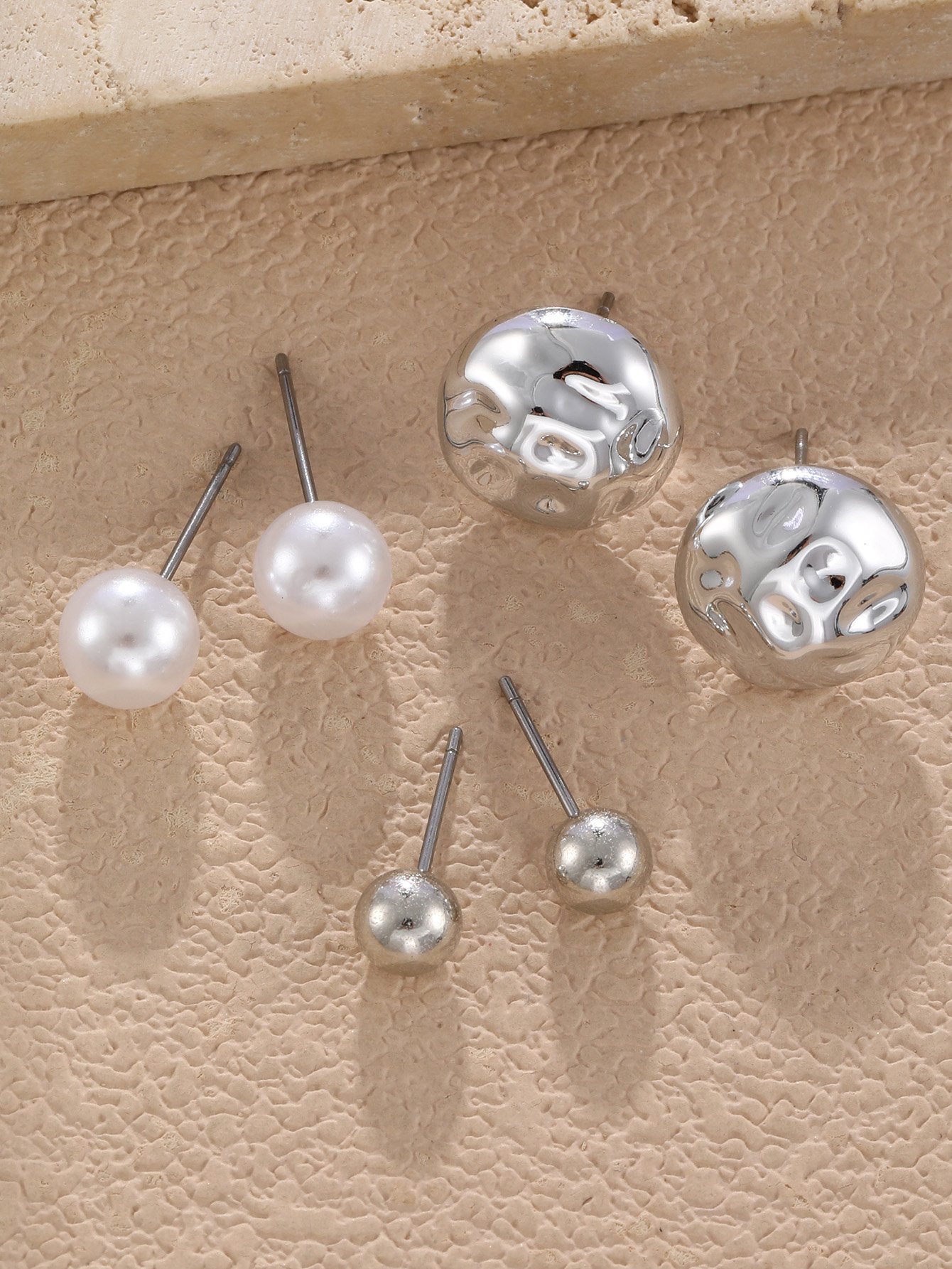 3Pairs solid irregular earring set