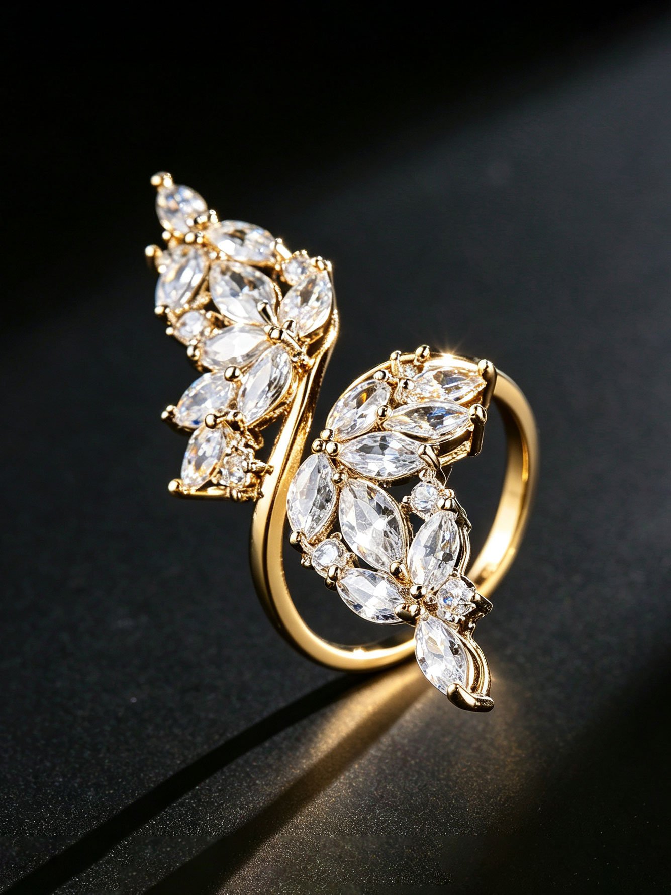 1pc Womens Silver Multi-shape Zircon Ring
