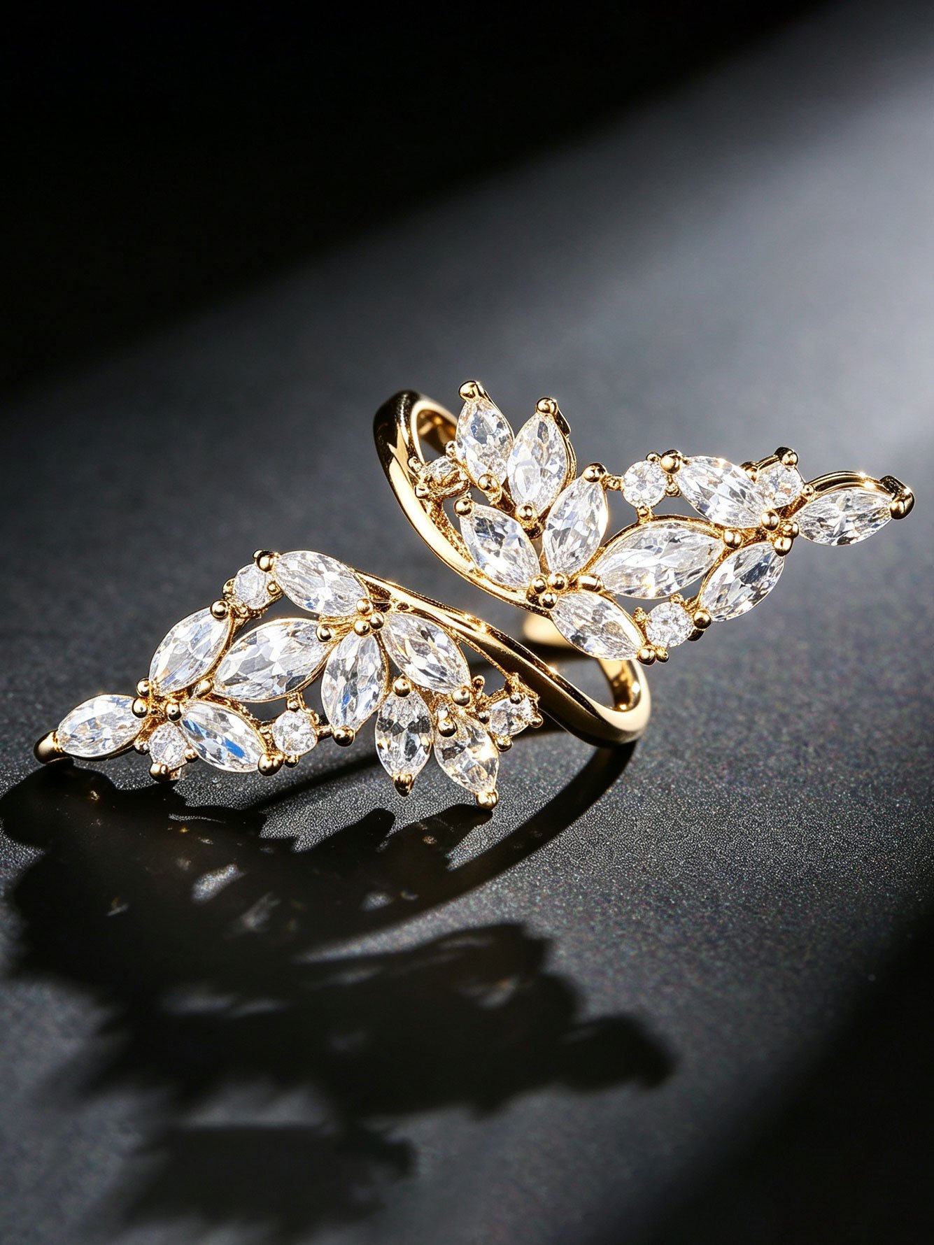1pc Womens Silver Multi-shape Zircon Ring