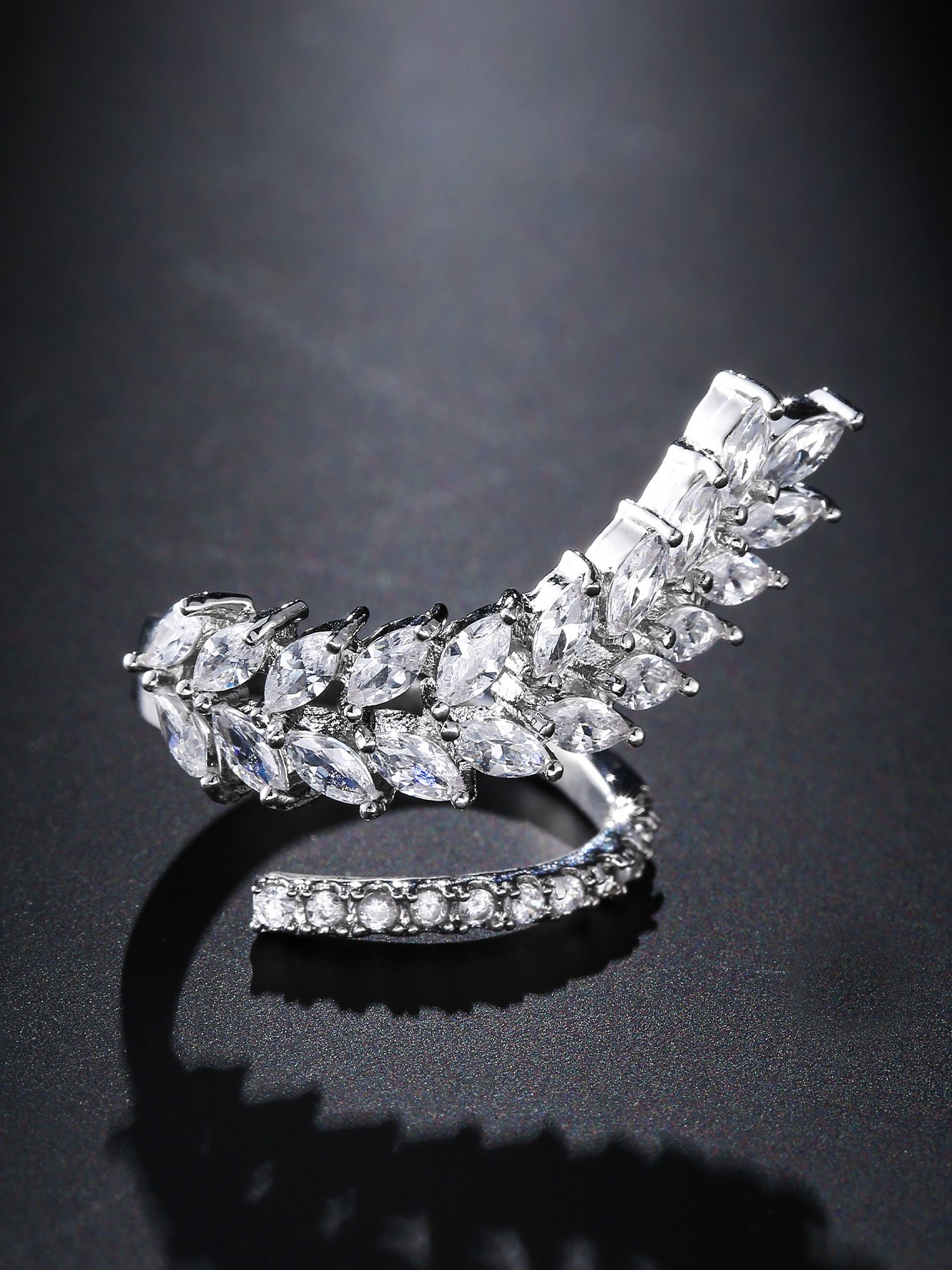 1pc Womens Silver Wrap Zircon Ring