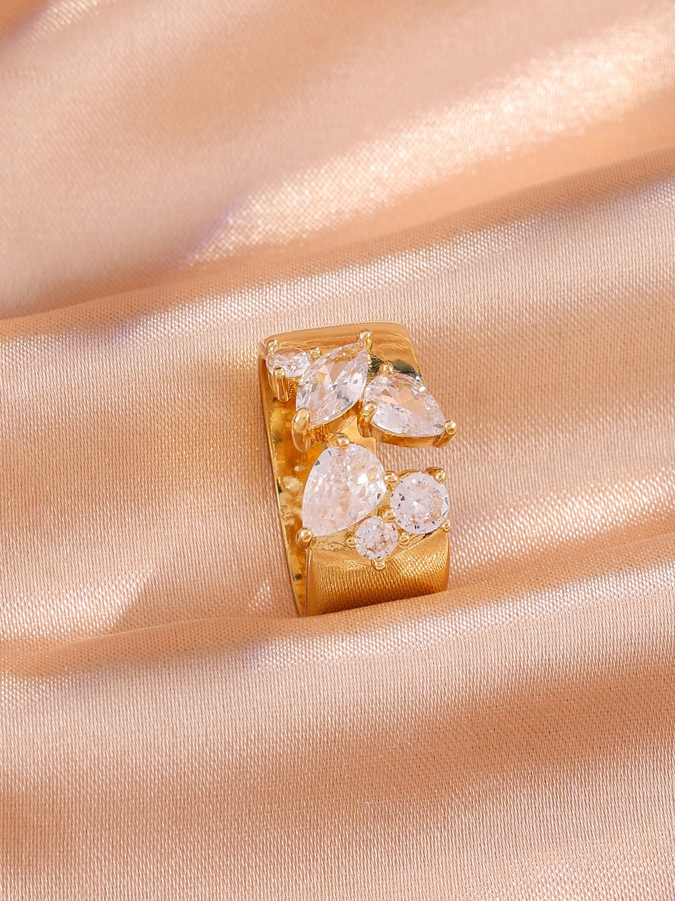1pc Womens Gold Multi-shape Zircon Ring