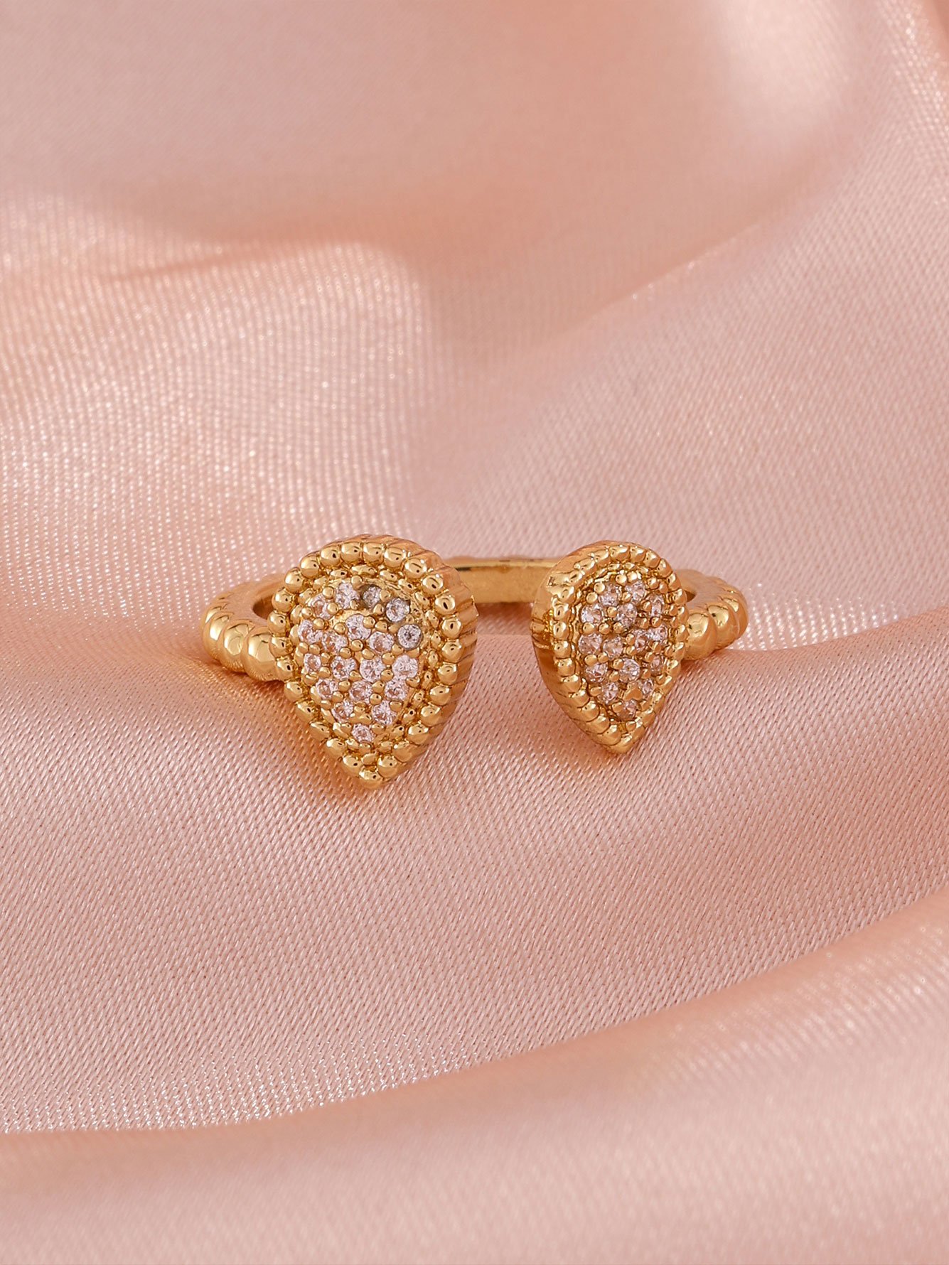 1pc Womens Gold Teardrop Zircon Ring