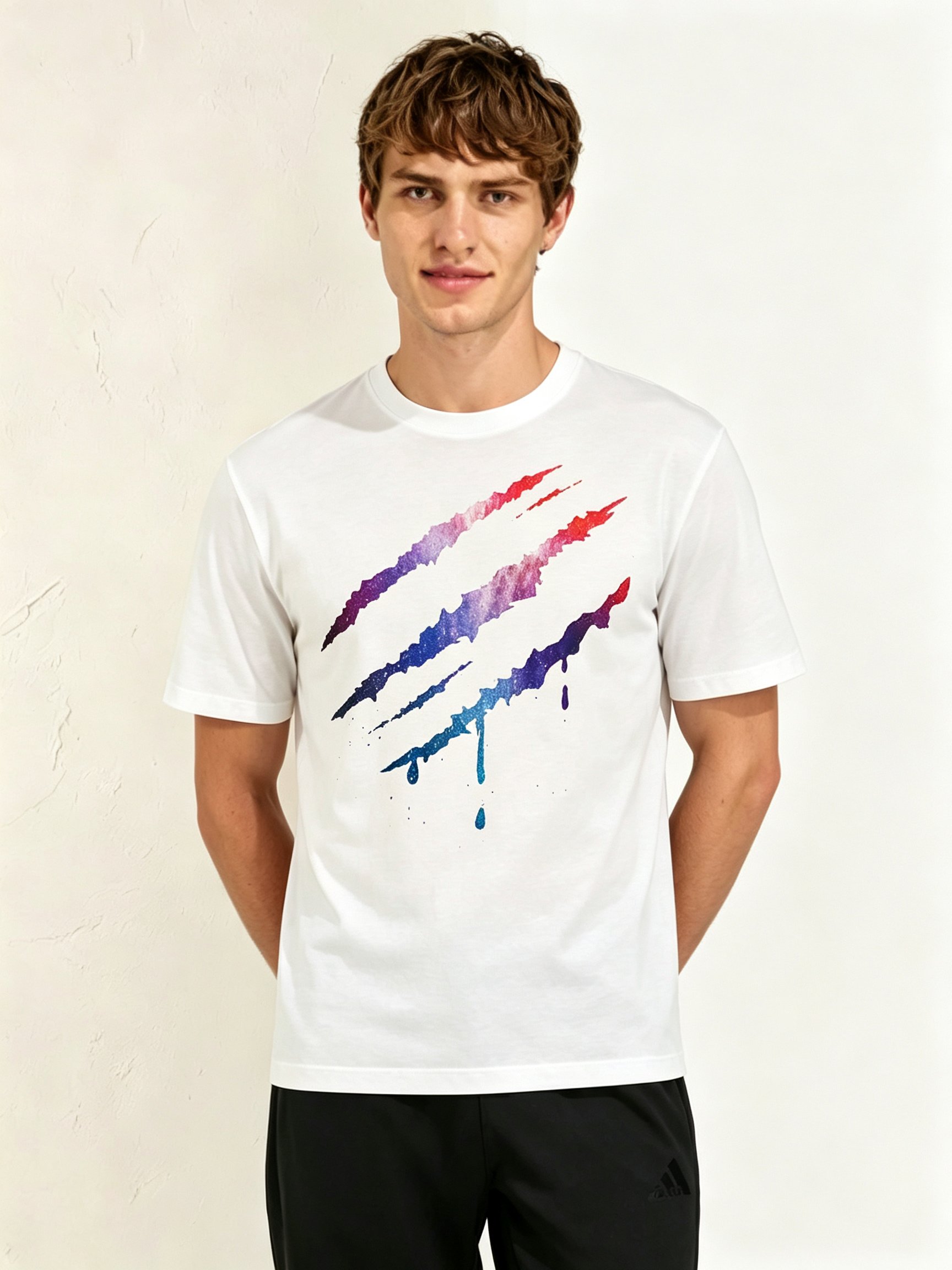 White Printed Round Neck Regular T-Shirt
