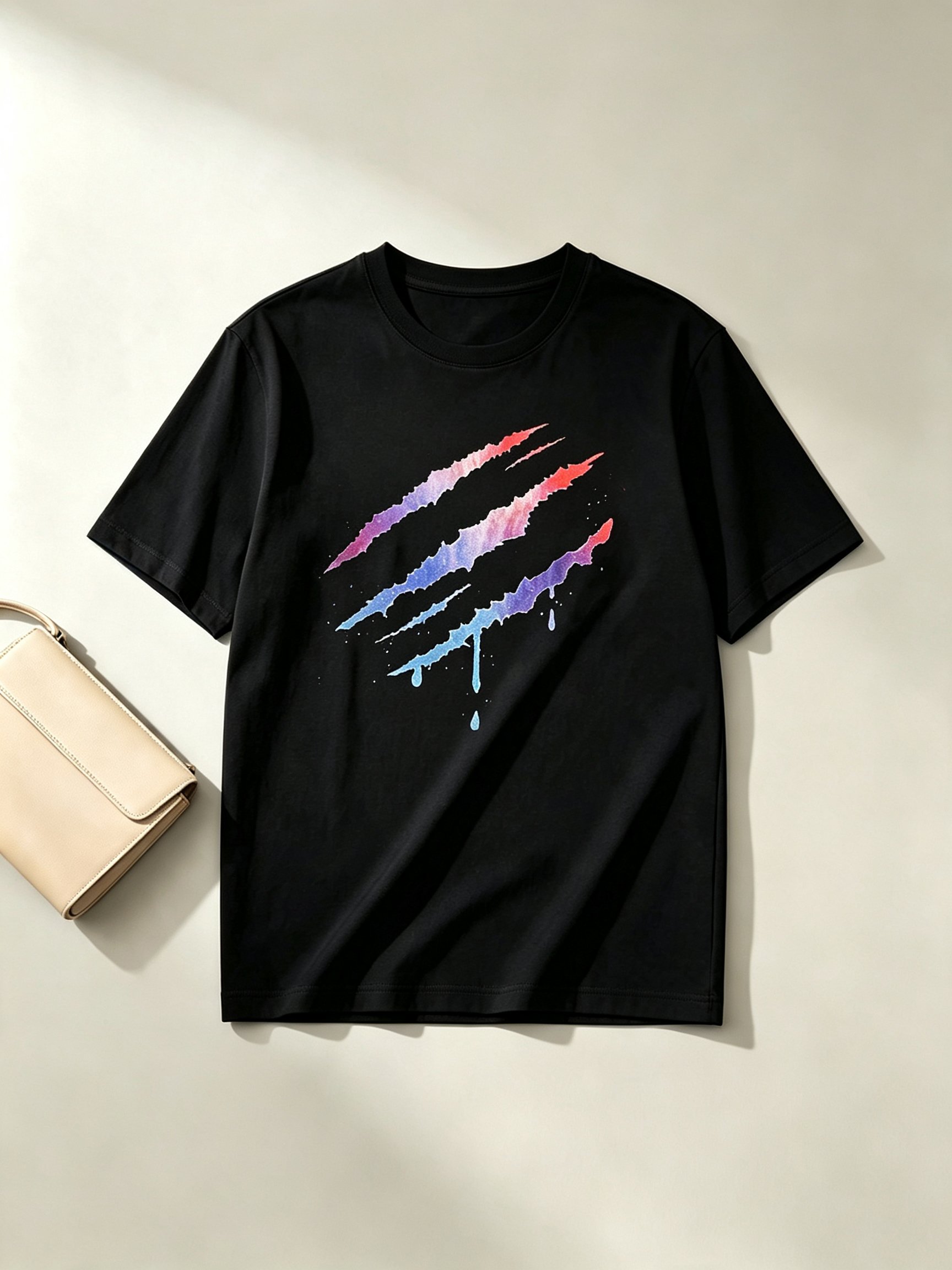 Black Printed Round Neck Regular T-Shirt