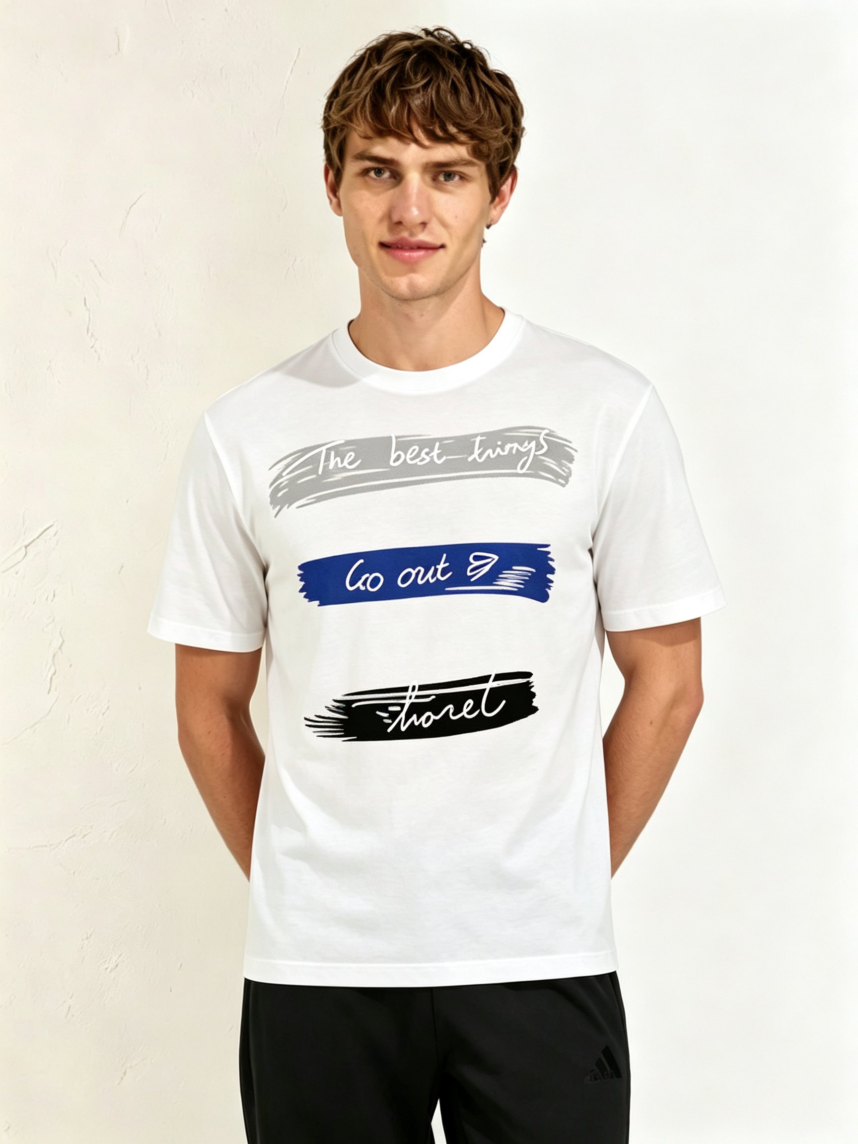 White Printed Round Neck Regular T-Shirt