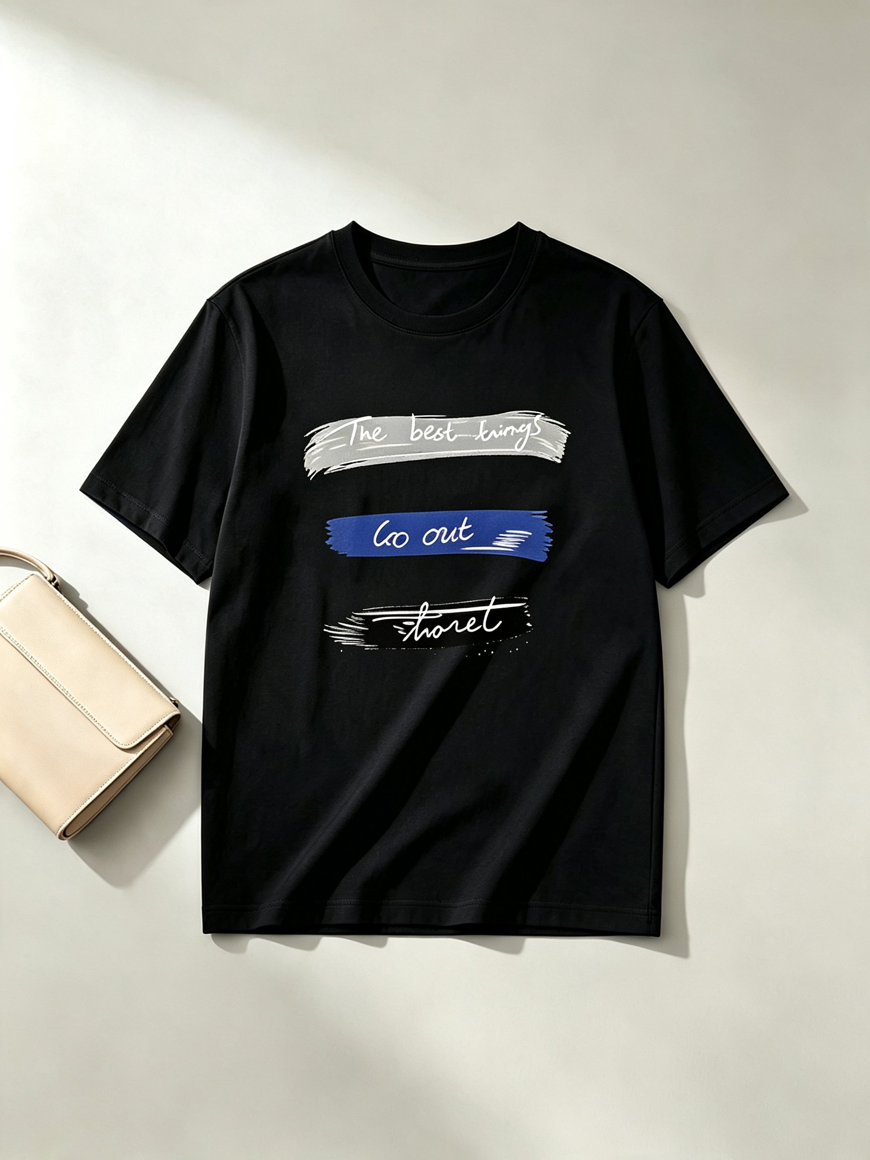 Black Printed Round Neck Regular T-Shirt