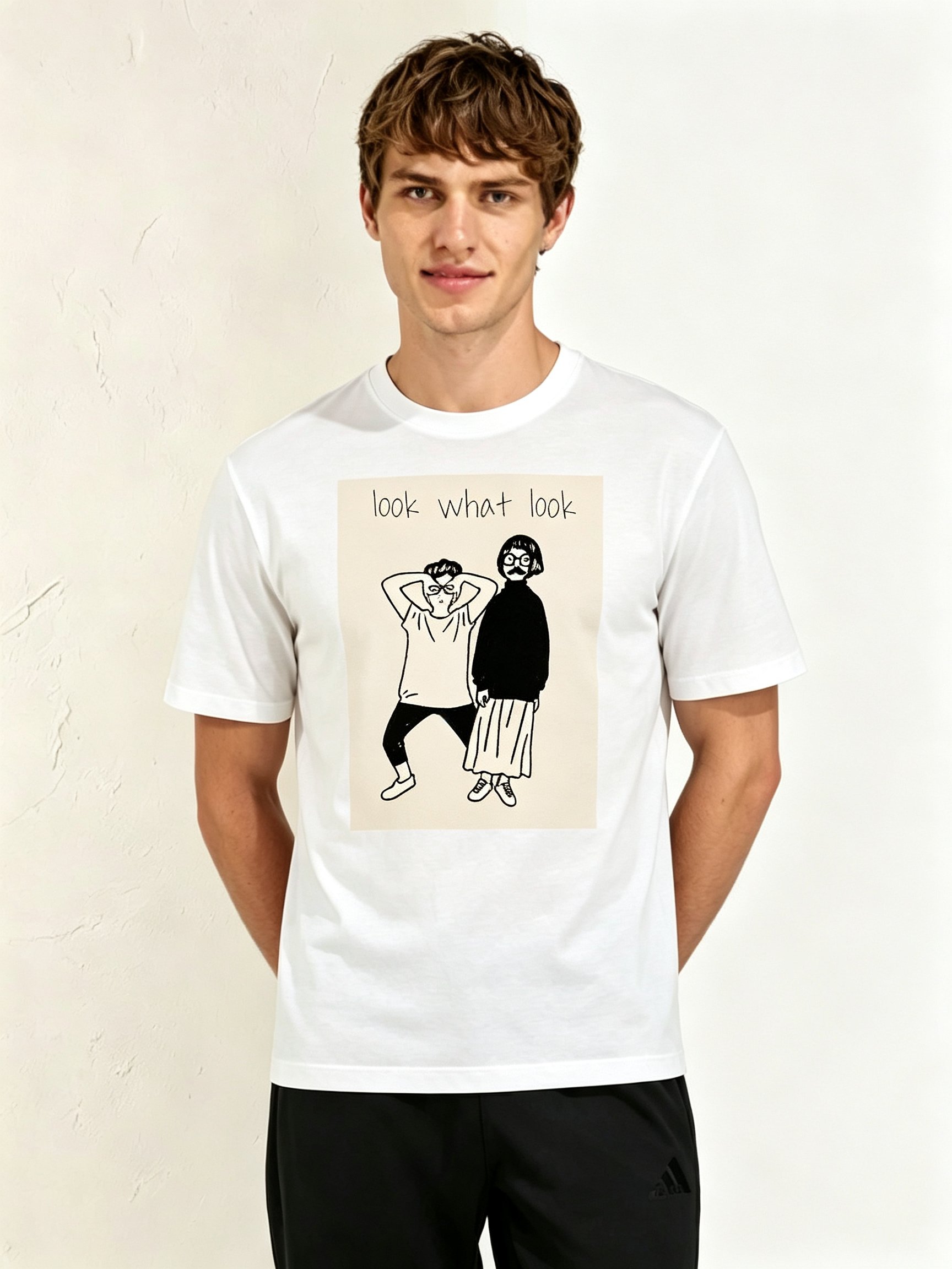 White Printed Round Neck Regular T-Shirt