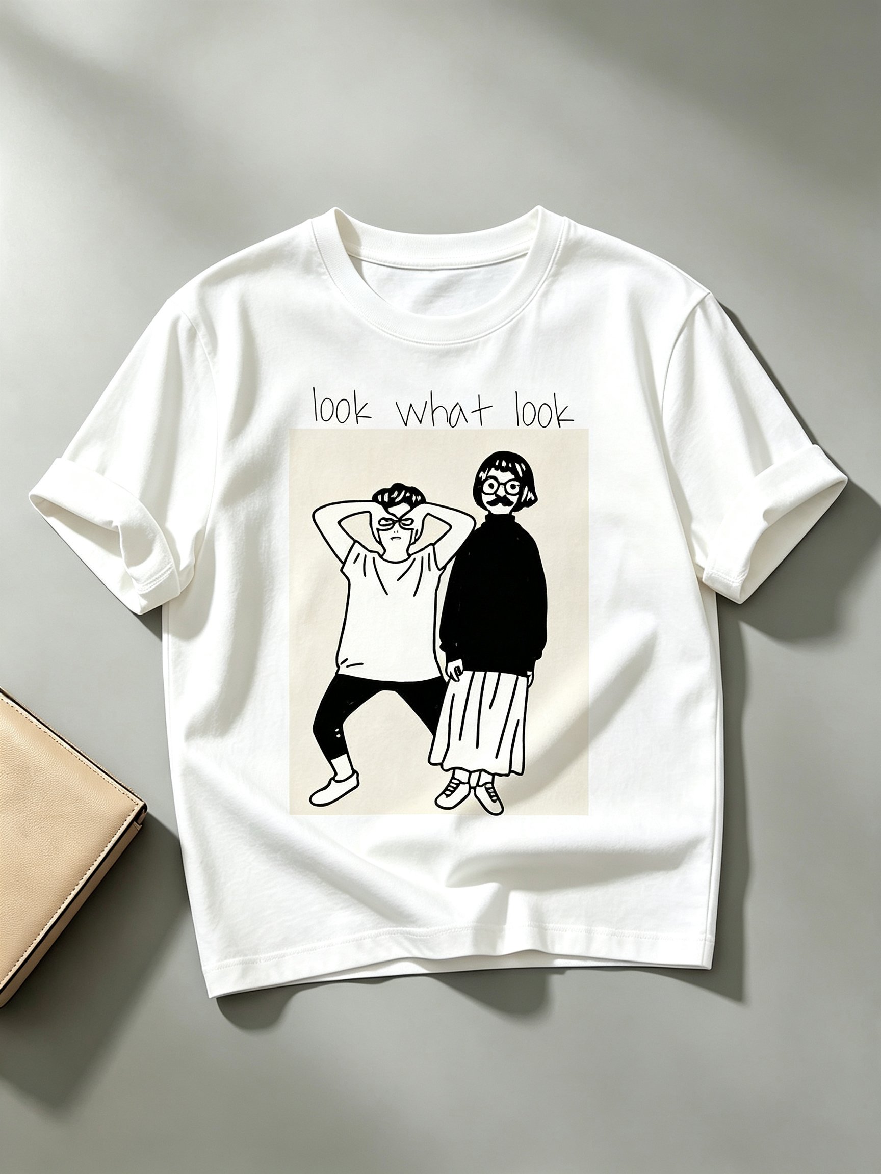 White Printed Round Neck Regular T-Shirt