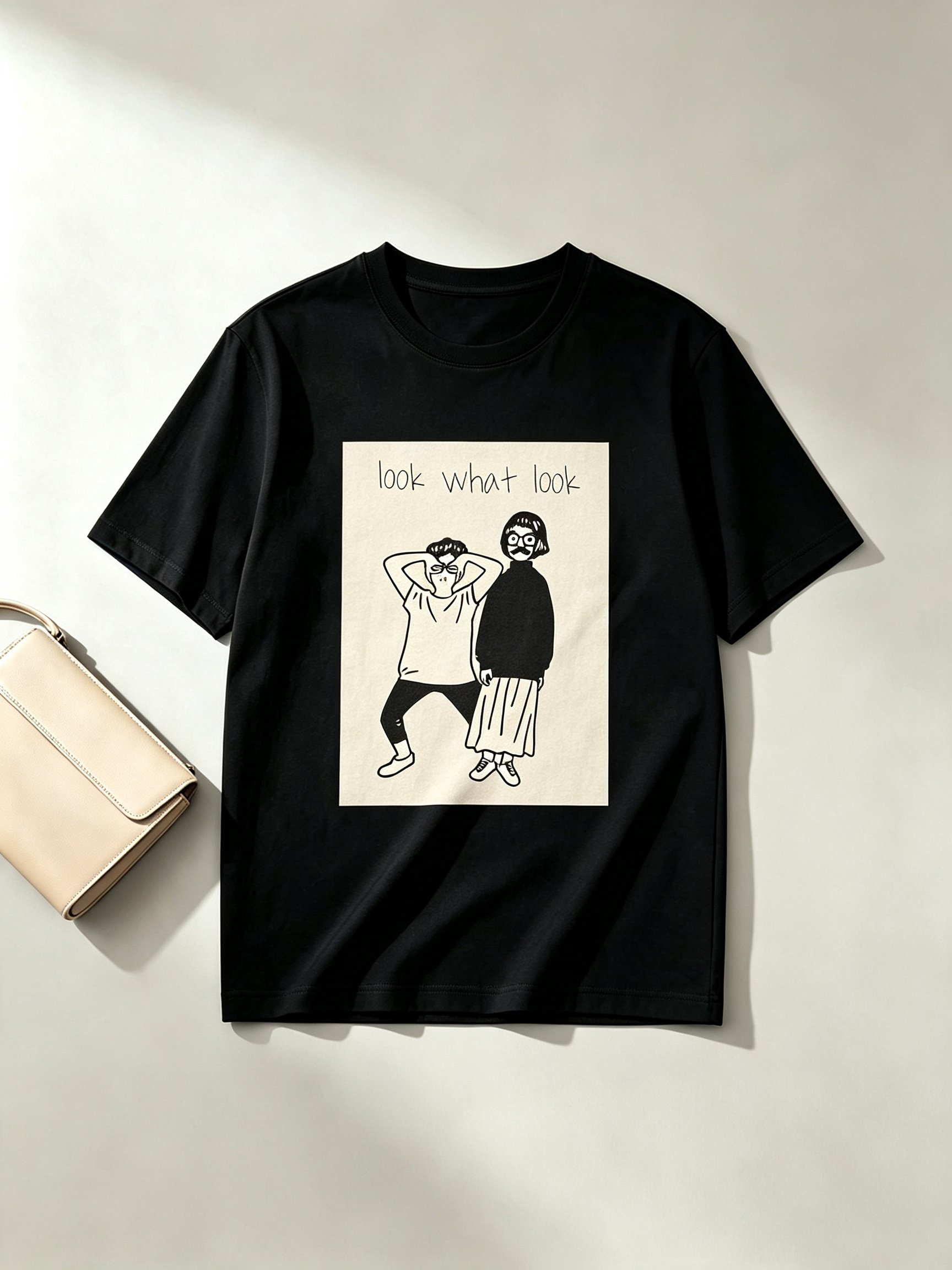 Black Printed Round Neck Regular T-Shirt