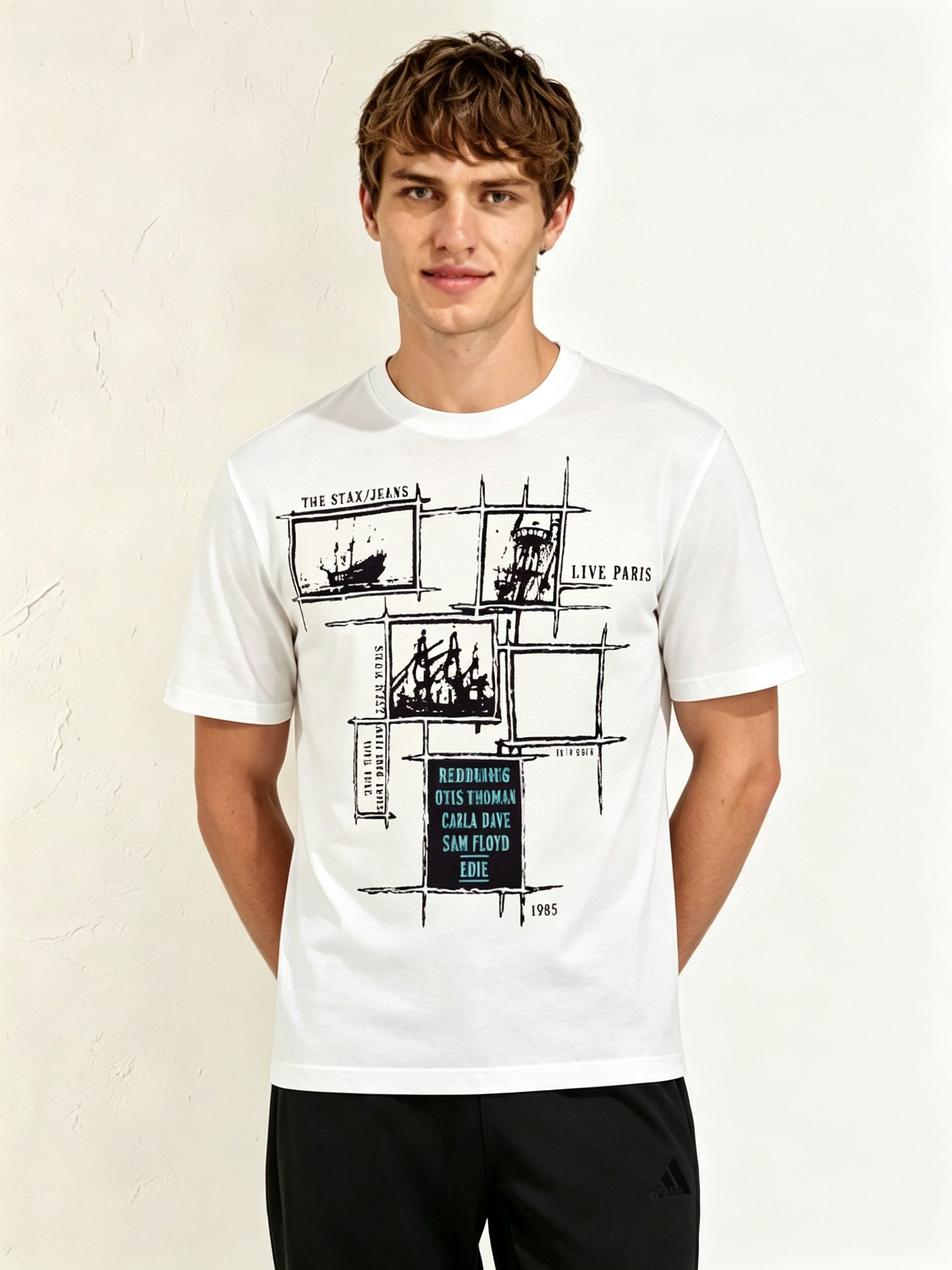 White Printed Round Neck Regular T-Shirt
