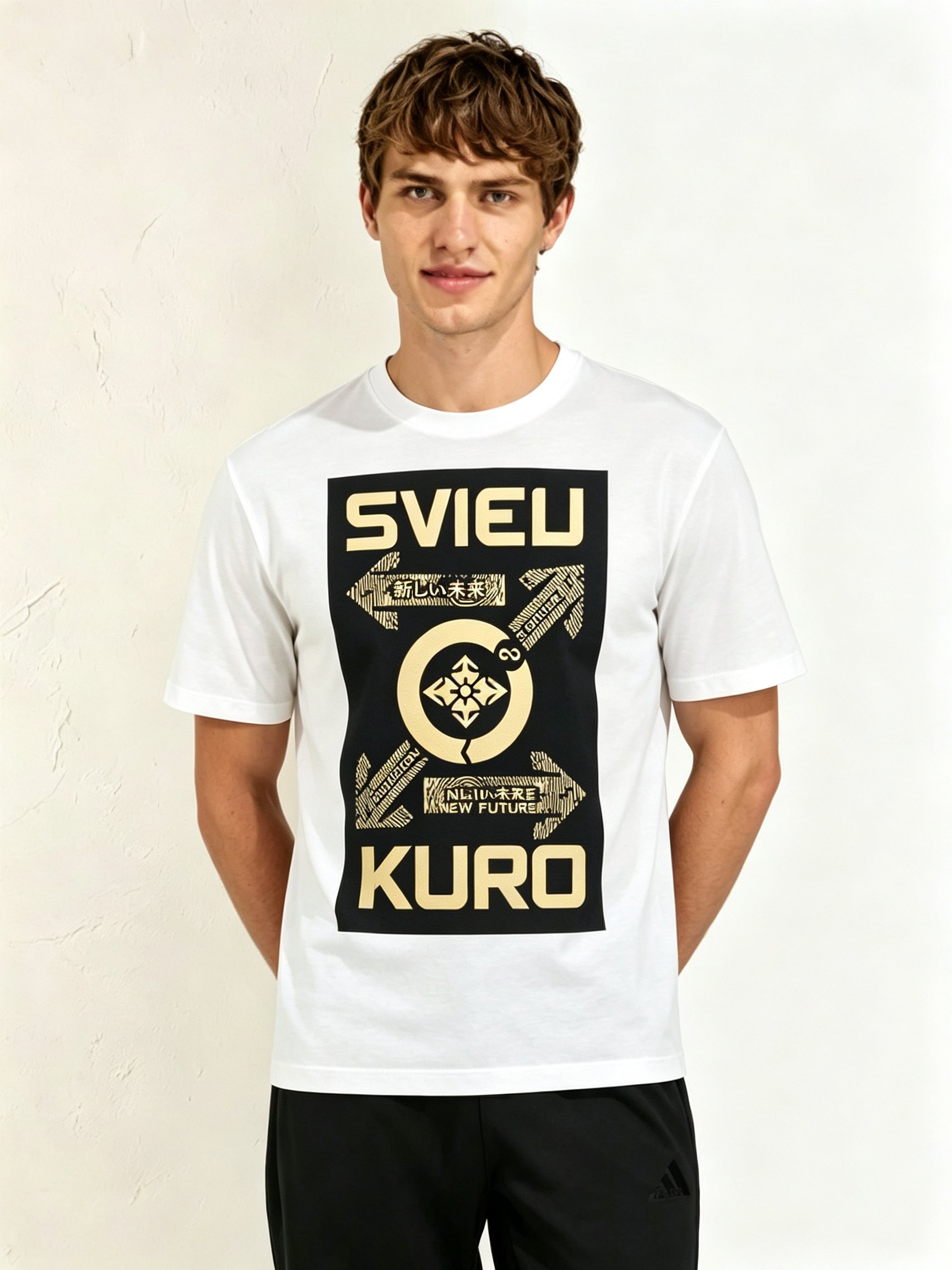 White Printed Round Neck Regular T-Shirt