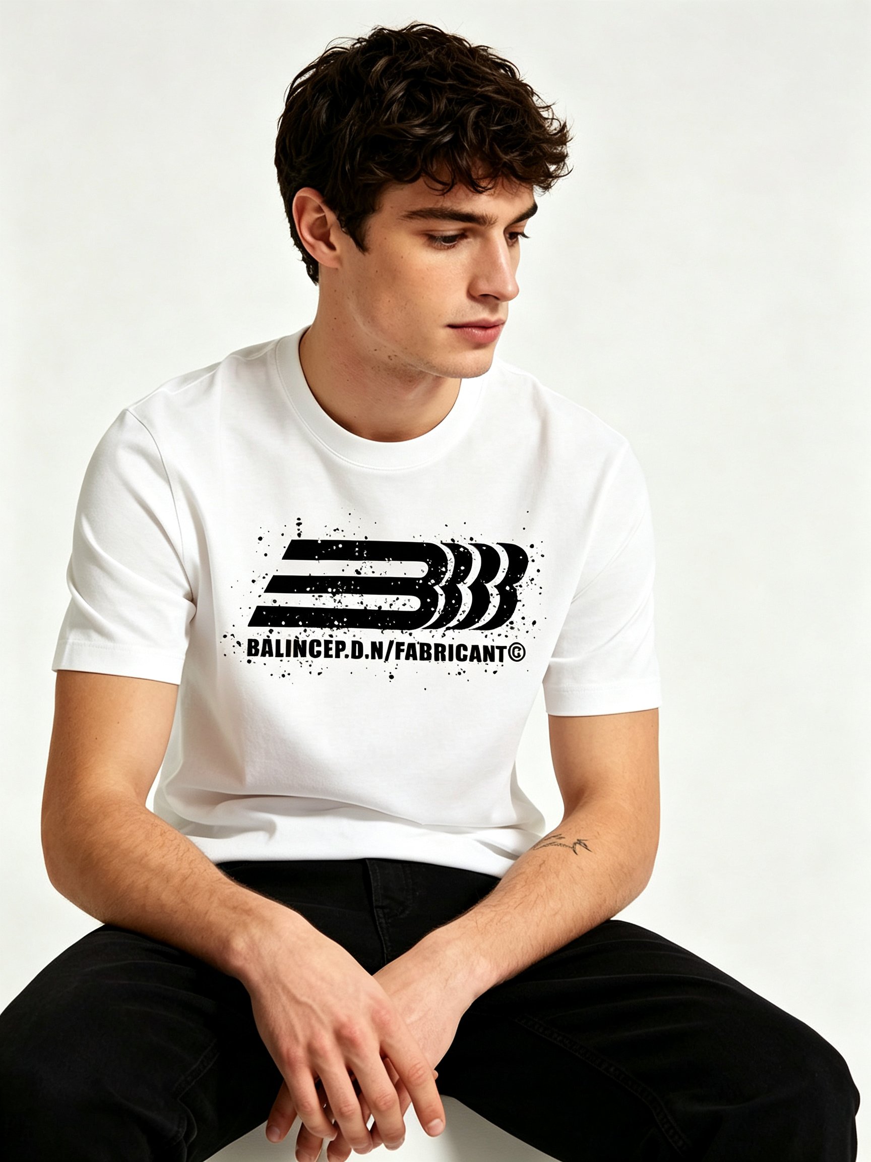 White Printed Round Neck Regular T-Shirt