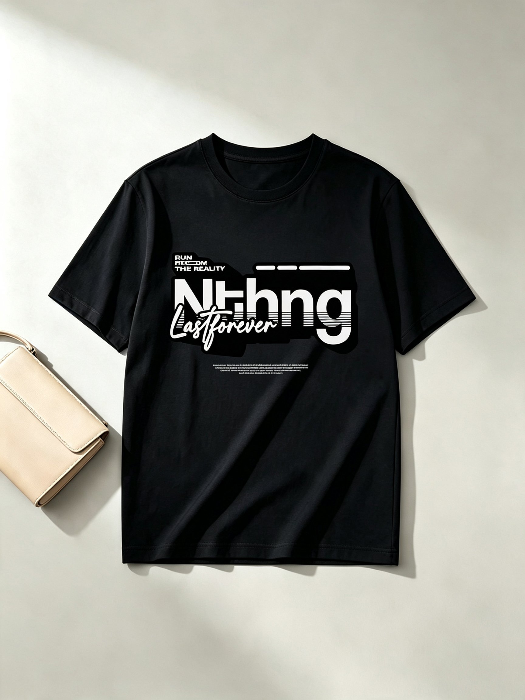 Black Printed Round Neck Regular T-Shirt