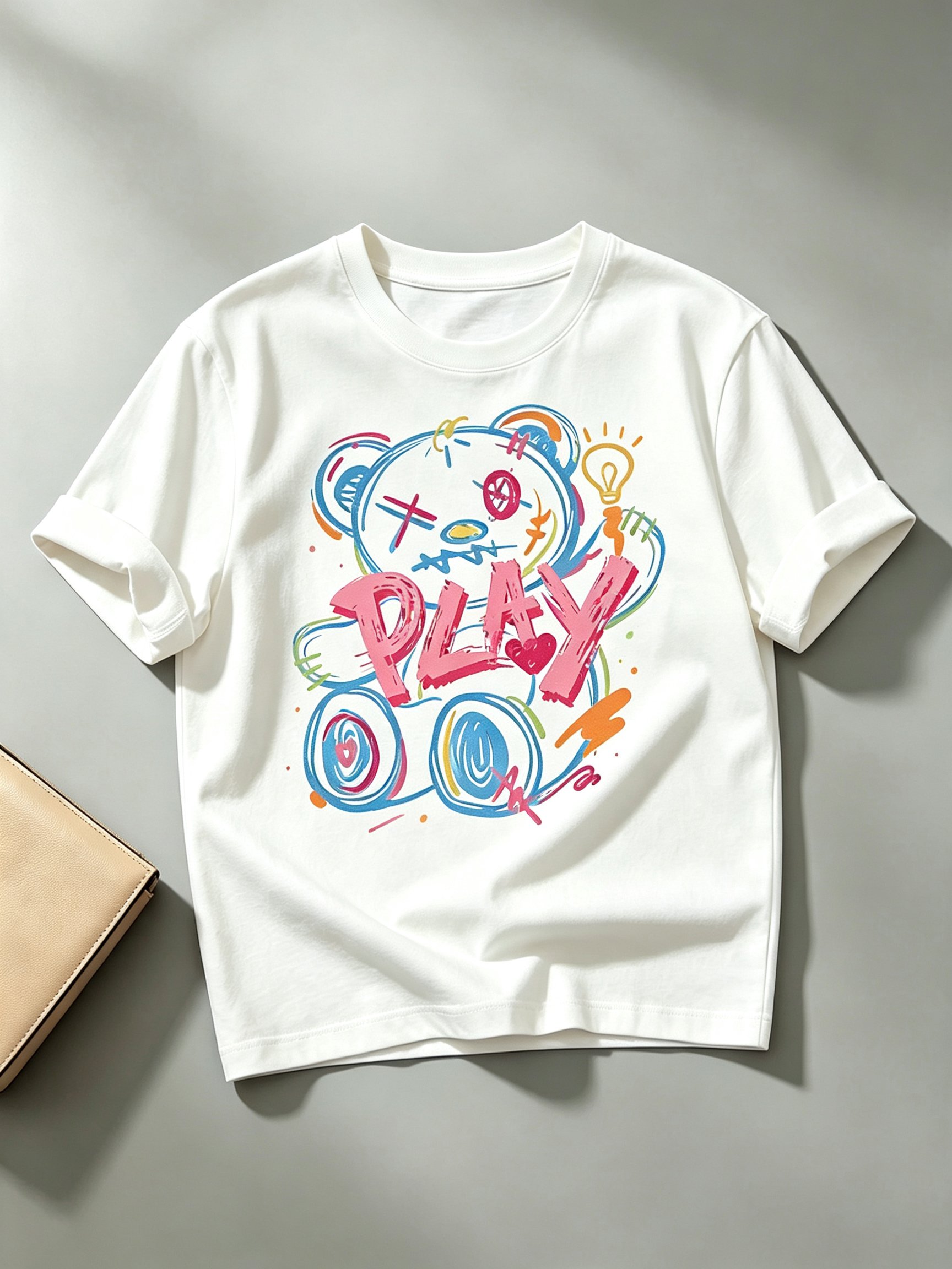 White Printed Round Neck Regular T-Shirt