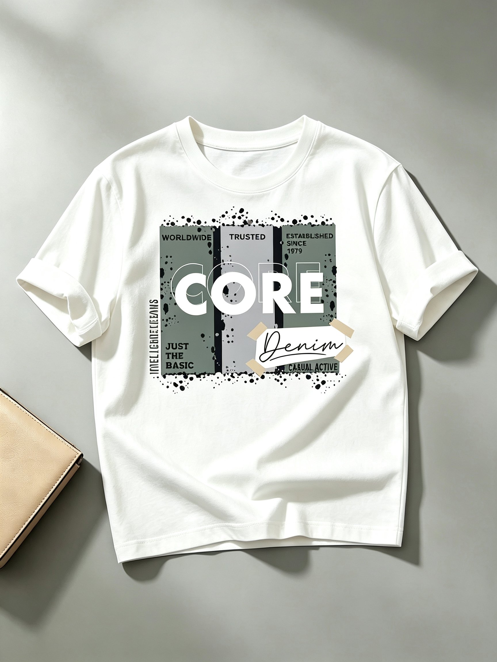 White Printed Round Neck Regular T-Shirt
