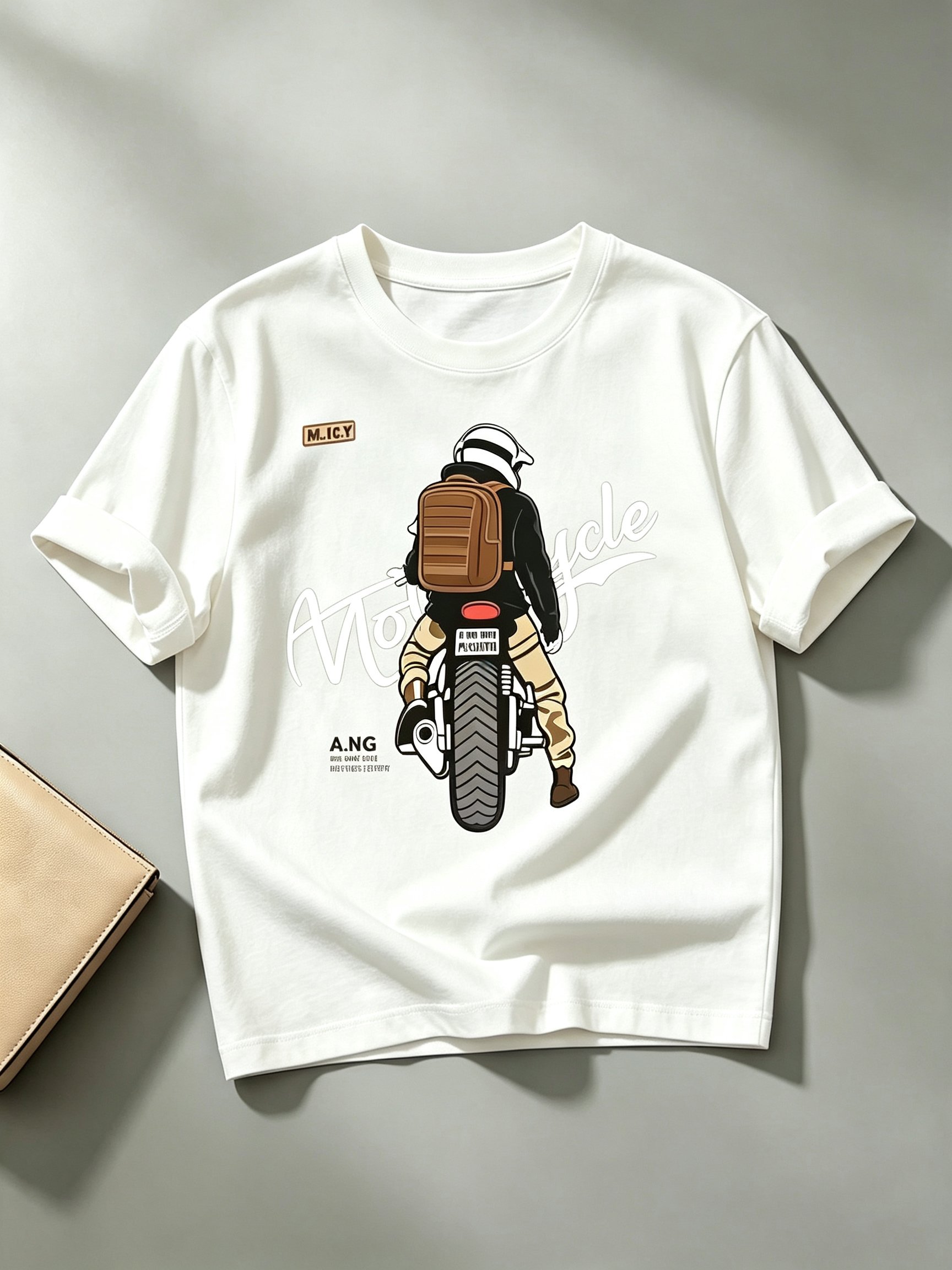 White Printed Round Neck Regular T-Shirt