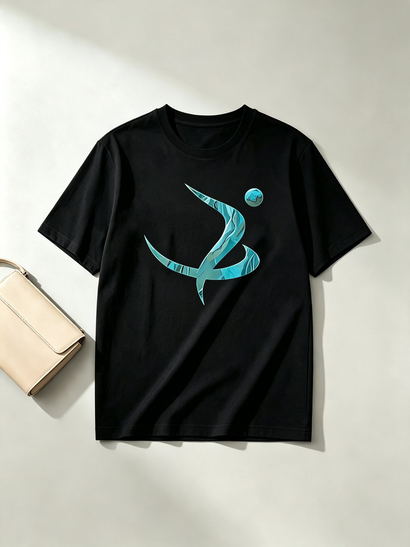 Black Printed Round Neck Regular T-Shirt
