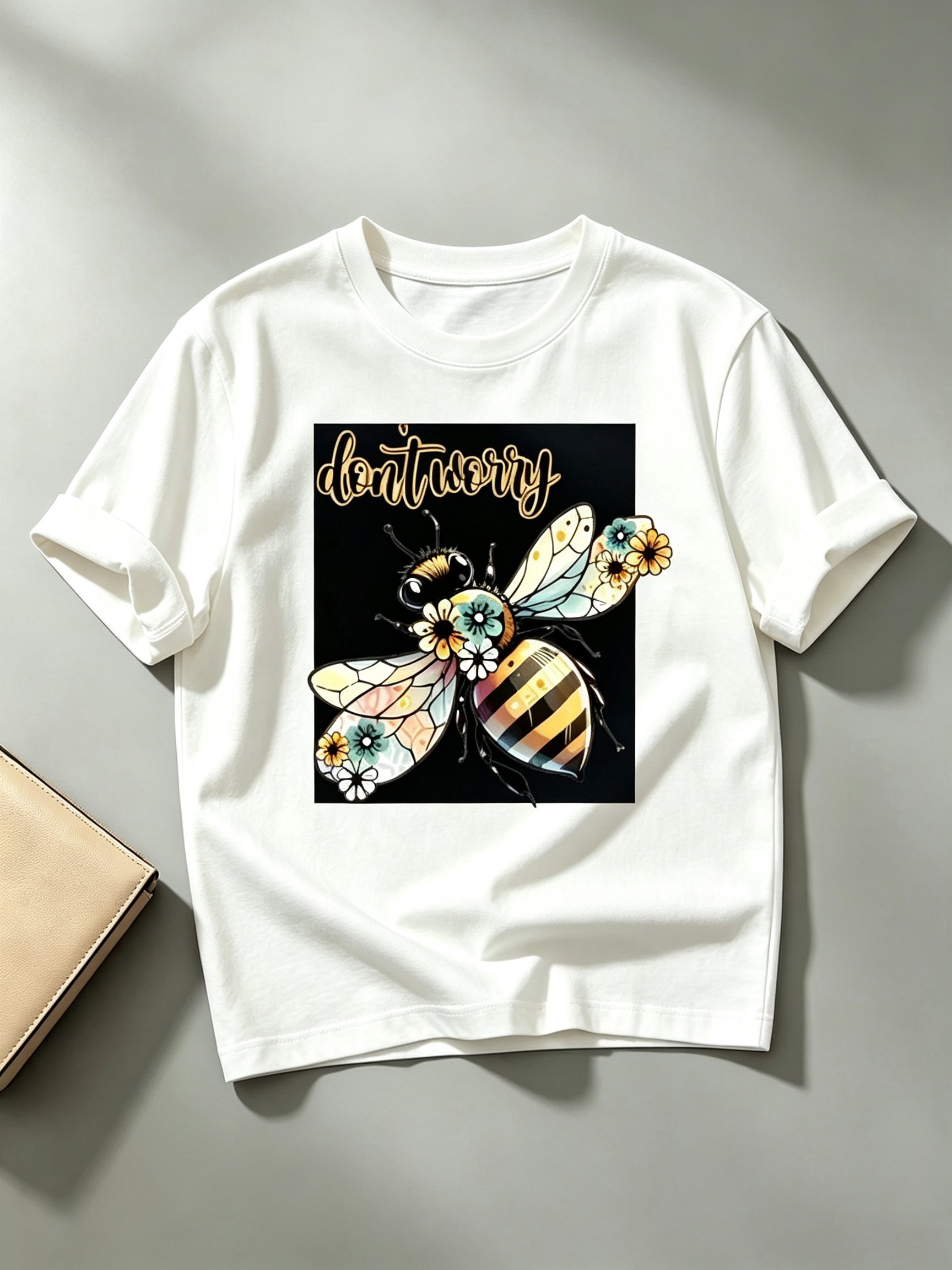 White Printed Round Neck Regular T-Shirt