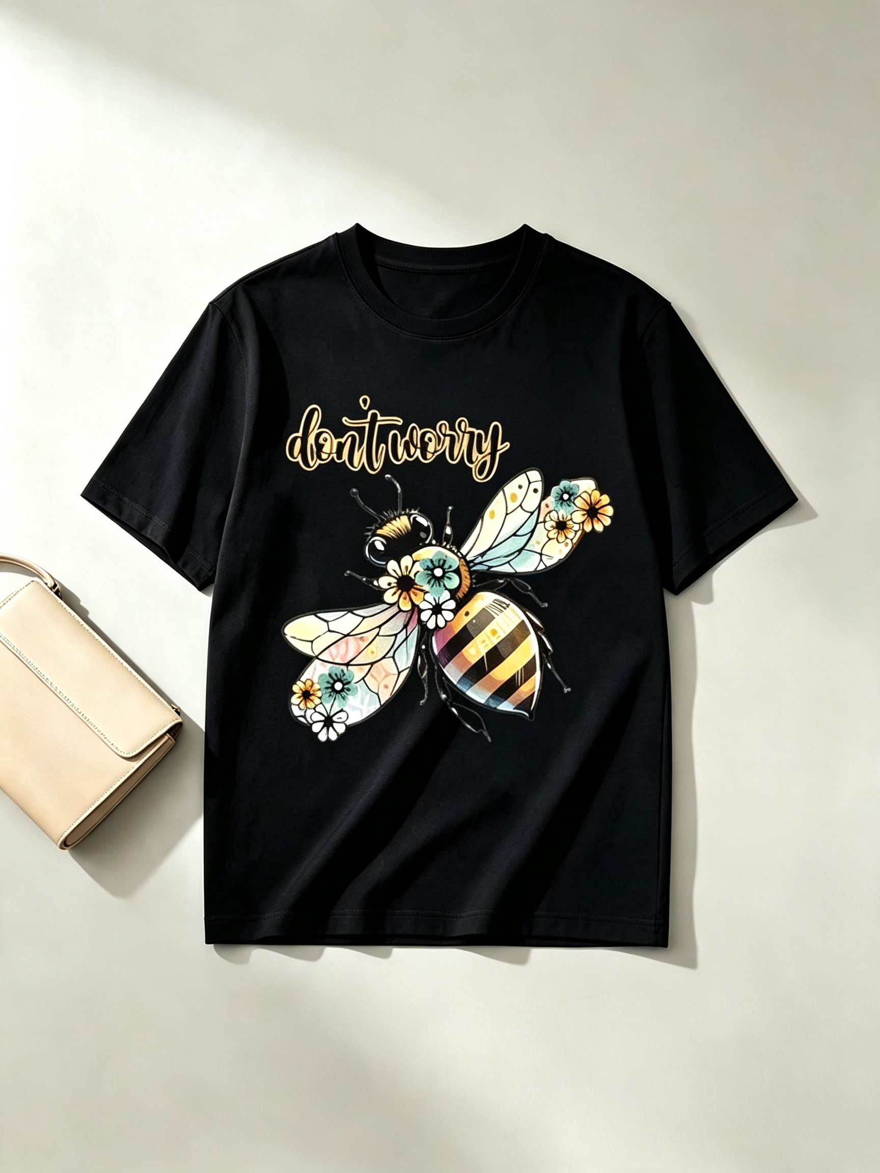 Black Printed Round Neck Regular T-Shirt