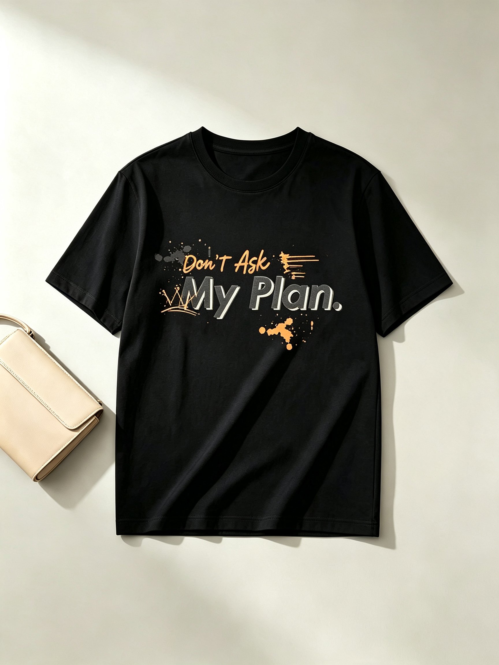Black Printed Round Neck Regular T-Shirt