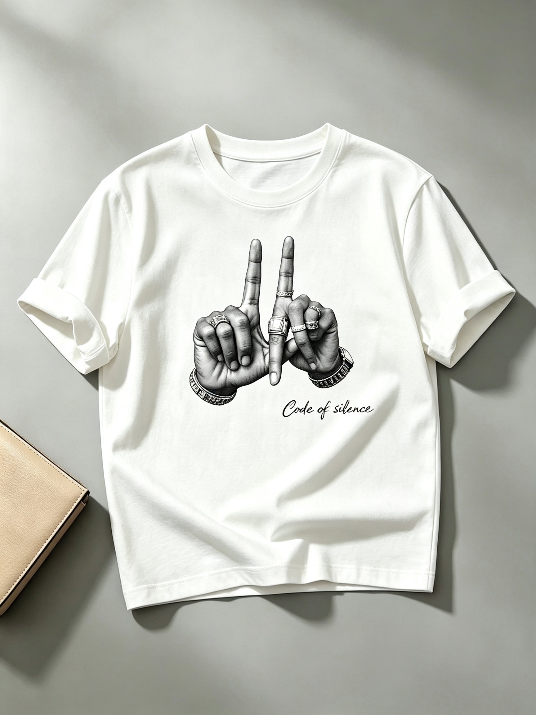 White Printed Round Neck Regular T-Shirt
