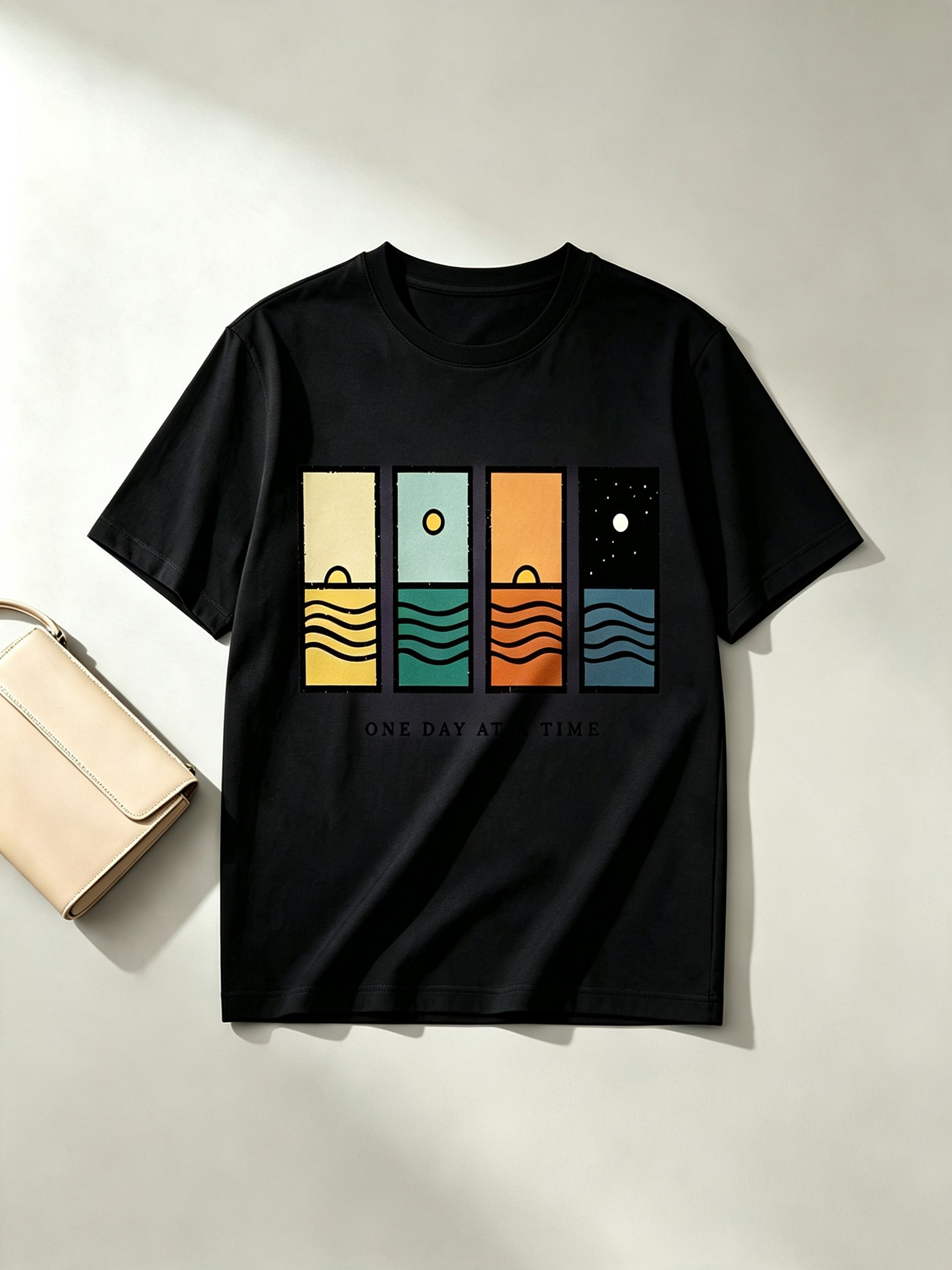 Black Printed Round Neck Regular T-Shirt