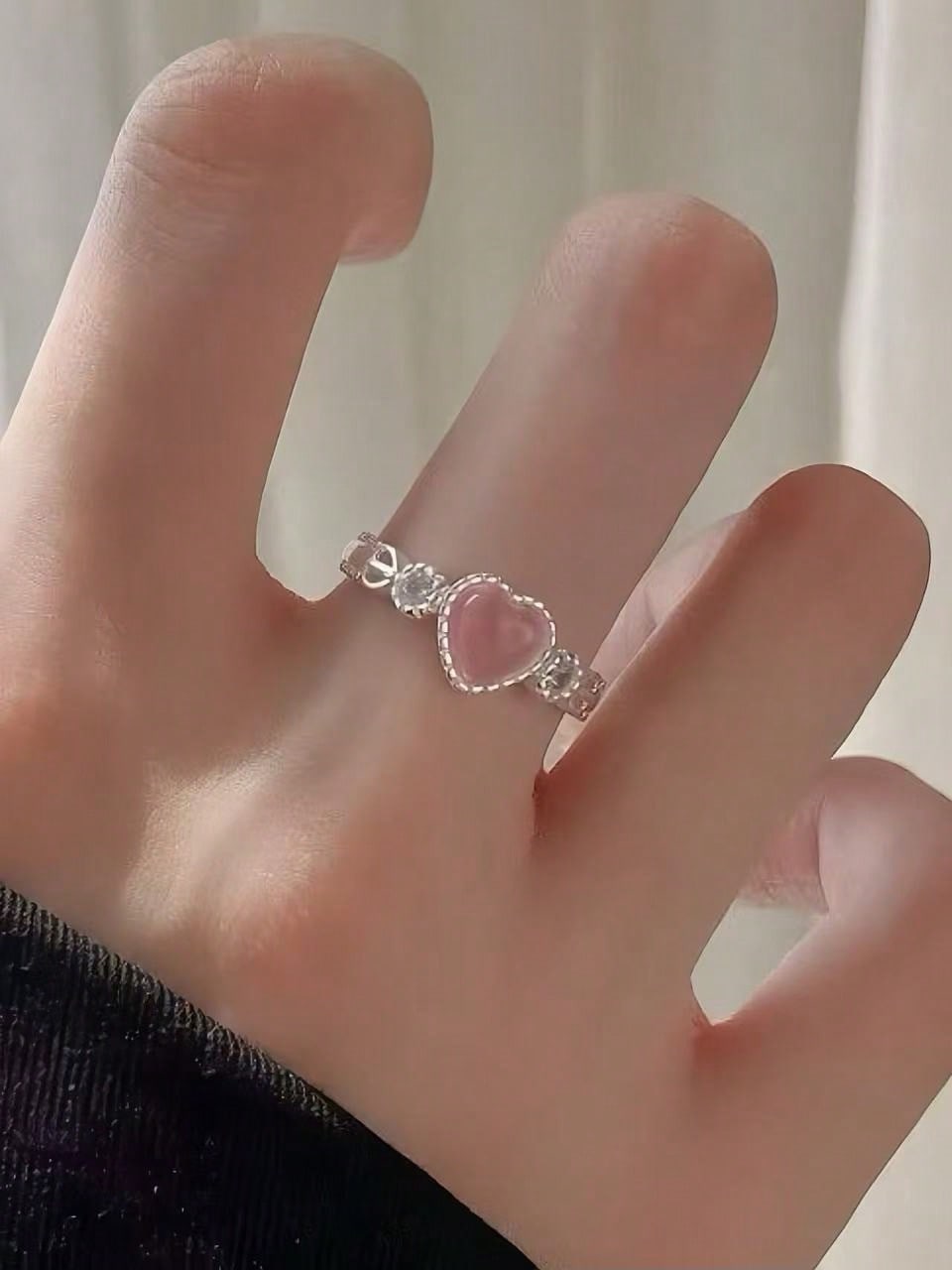 Silver Heart Gemstone Ring for Women - Casual and Finger Jewelry