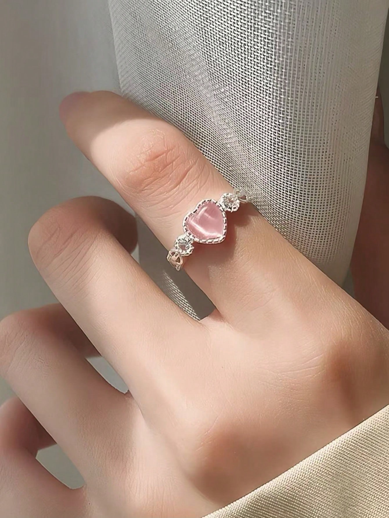 Silver Heart Gemstone Ring for Women - Casual and Finger Jewelry