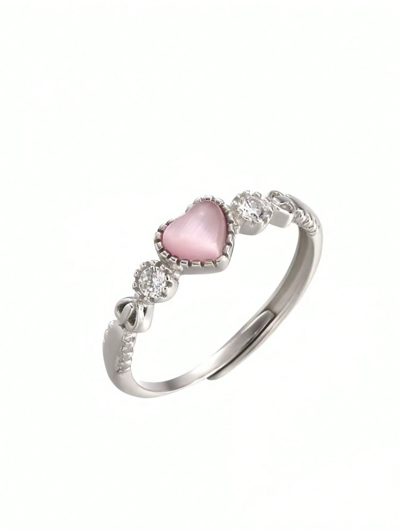 Silver Heart Gemstone Ring for Women - Casual and Finger Jewelry
