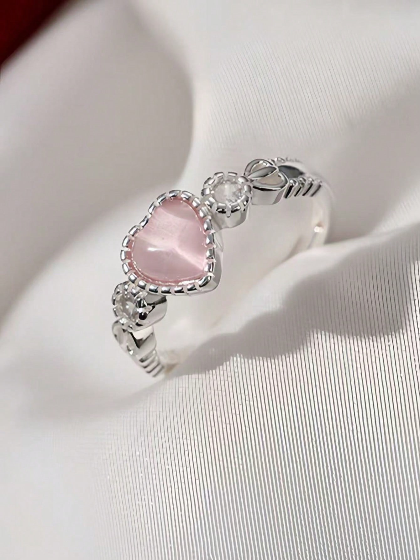 Silver Heart Gemstone Ring for Women - Casual and Finger Jewelry
