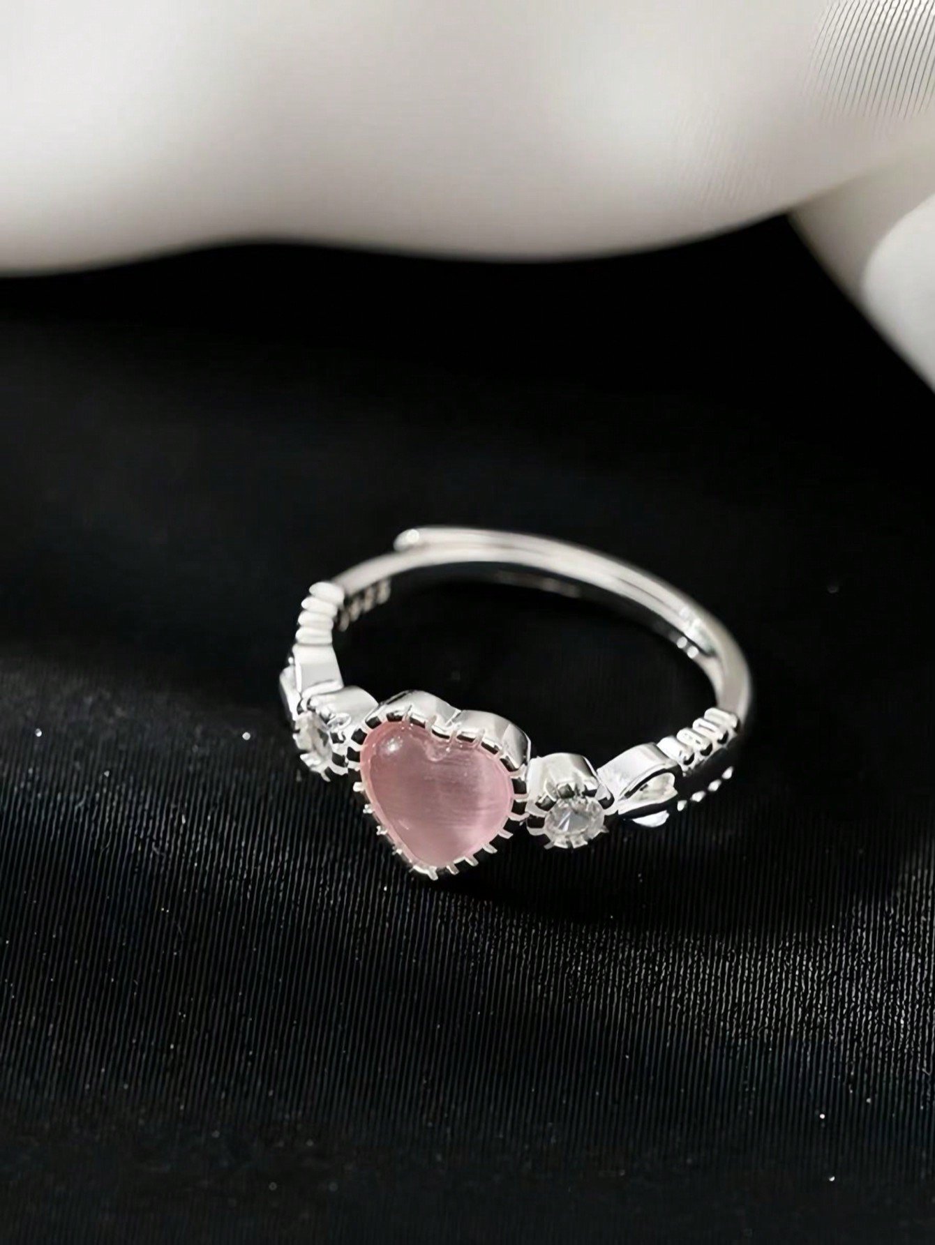 Silver Heart Gemstone Ring for Women - Casual and Finger Jewelry