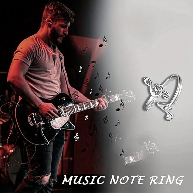 Music symbol open ring, niche design, adjustable ring, accessory decoration, daily wear