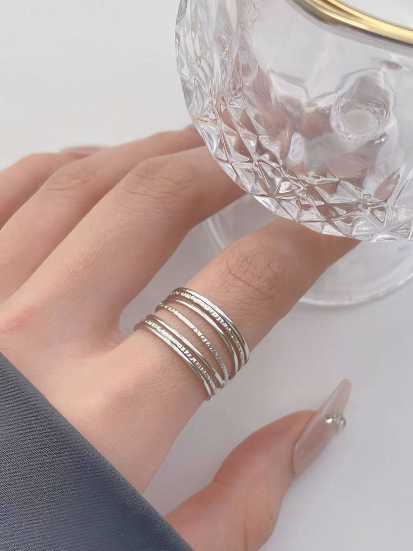 open ring with minimalist geometric style, adjustable ring for women, gift for friends