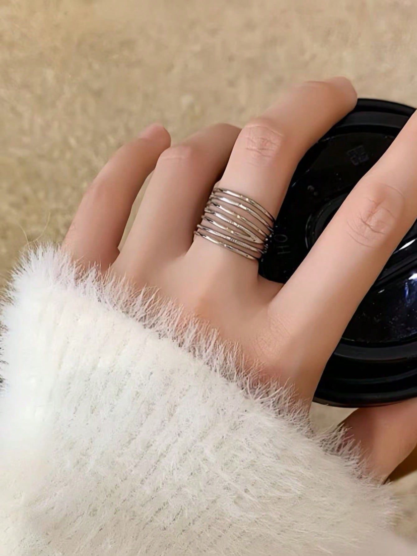 open ring with minimalist geometric style, adjustable ring for women, gift for friends