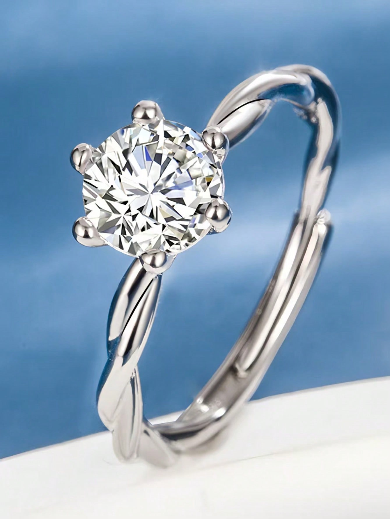 1-carat diamond ring, adjustable flower ring, Valentines Day gift