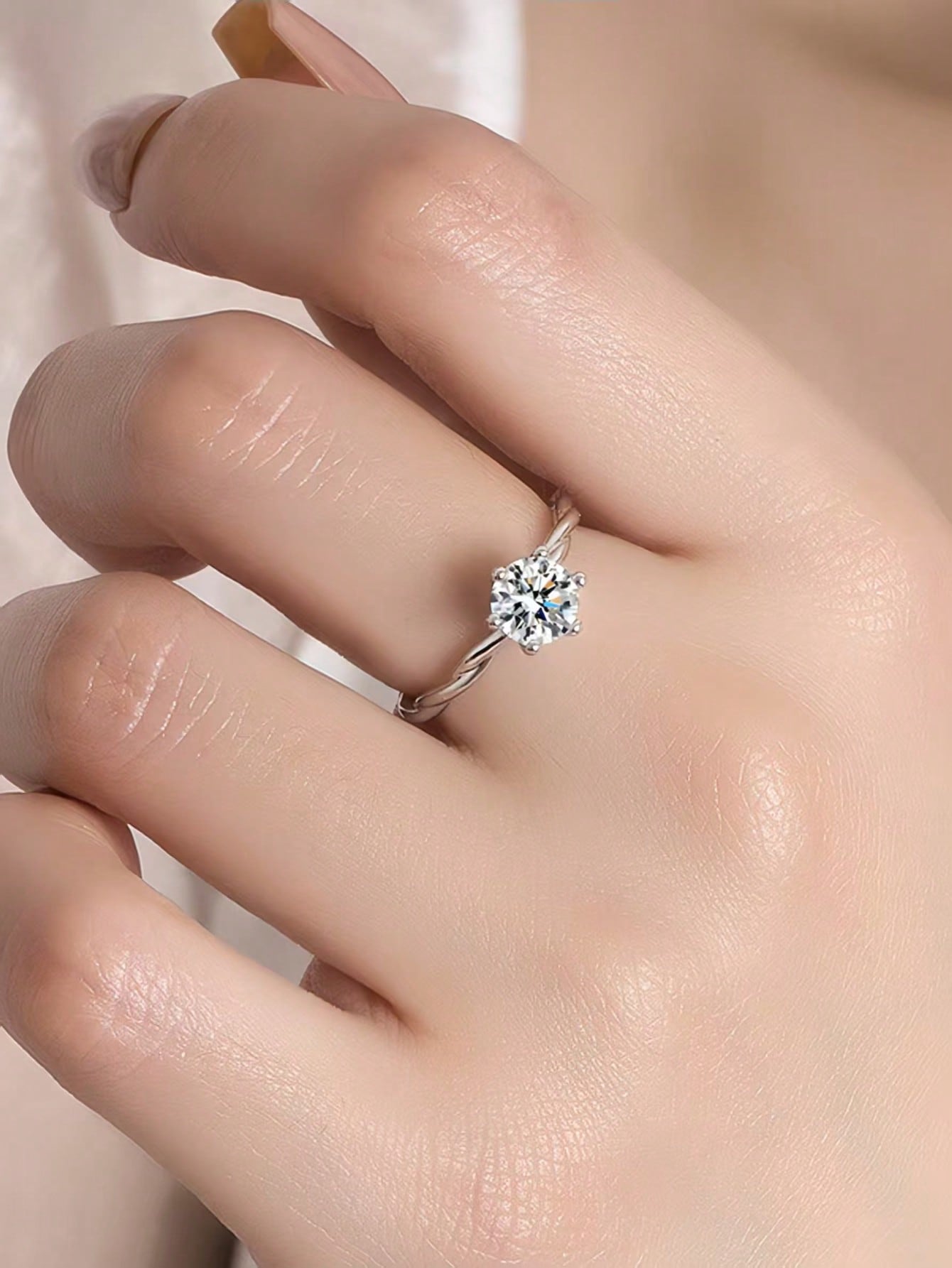 1-carat diamond ring, adjustable flower ring, Valentines Day gift