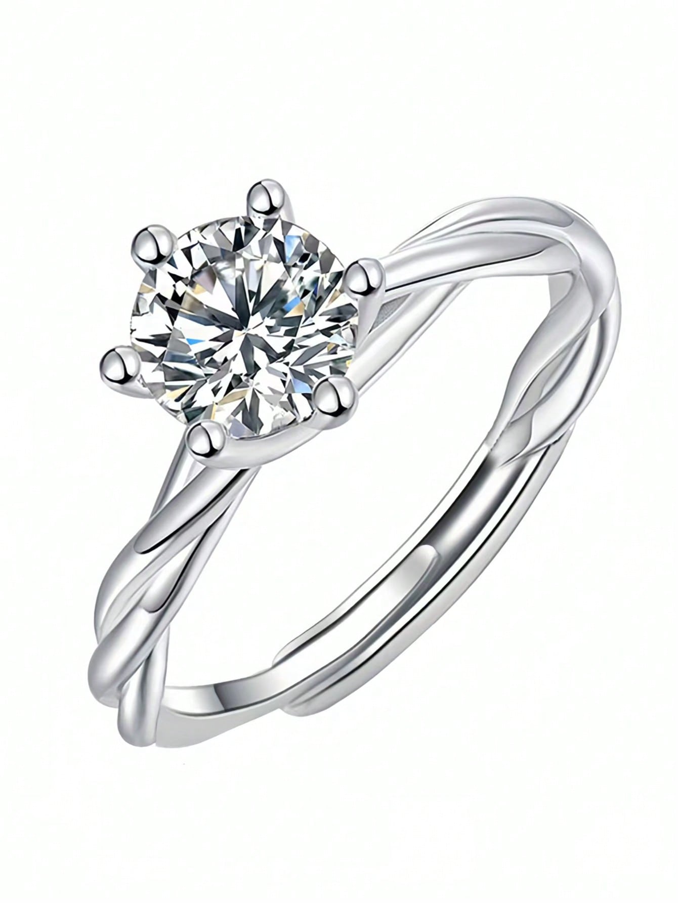 1-carat diamond ring, adjustable flower ring, Valentines Day gift